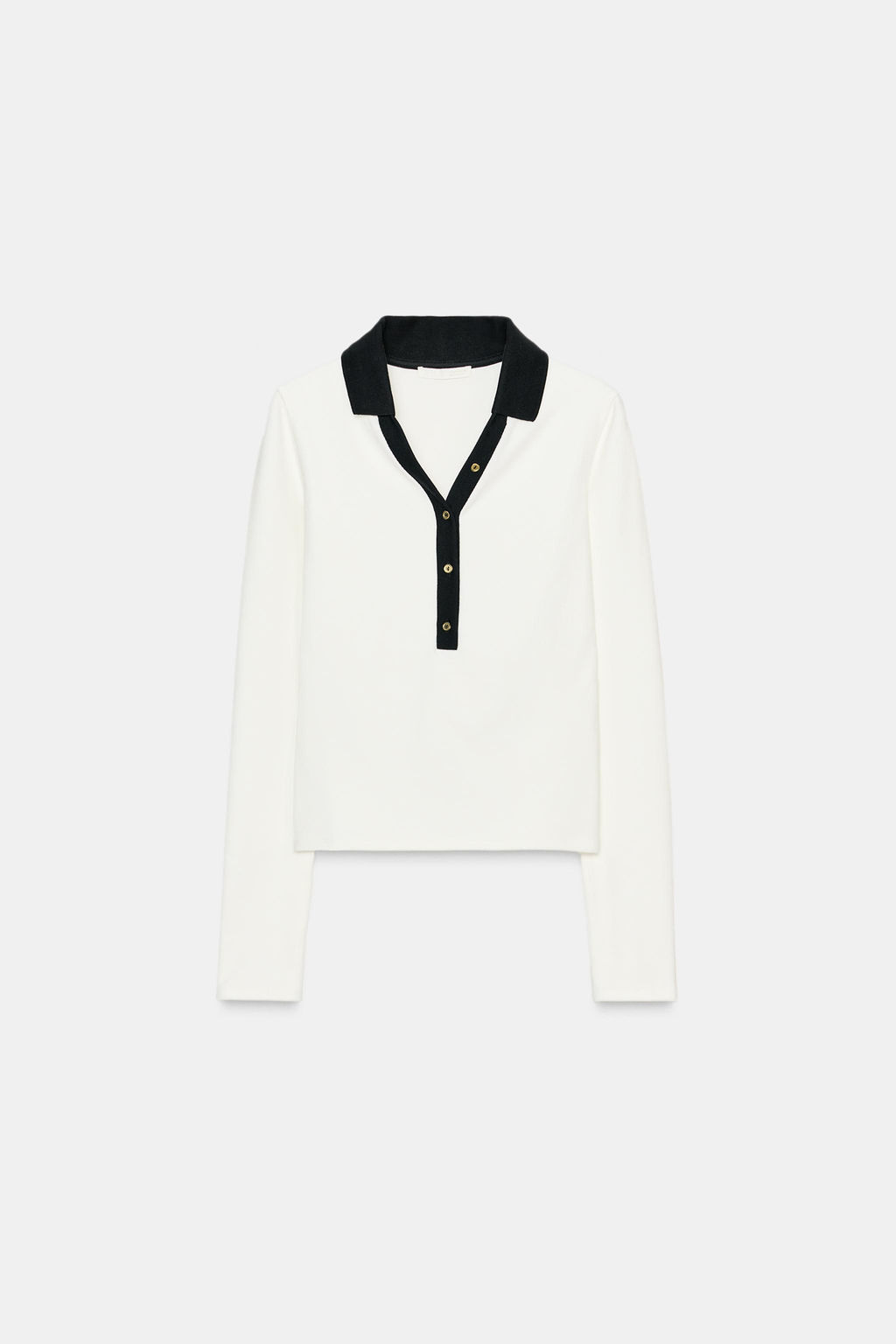 CONTRAST INTERLOCK POLO TOP - Zara фото 3