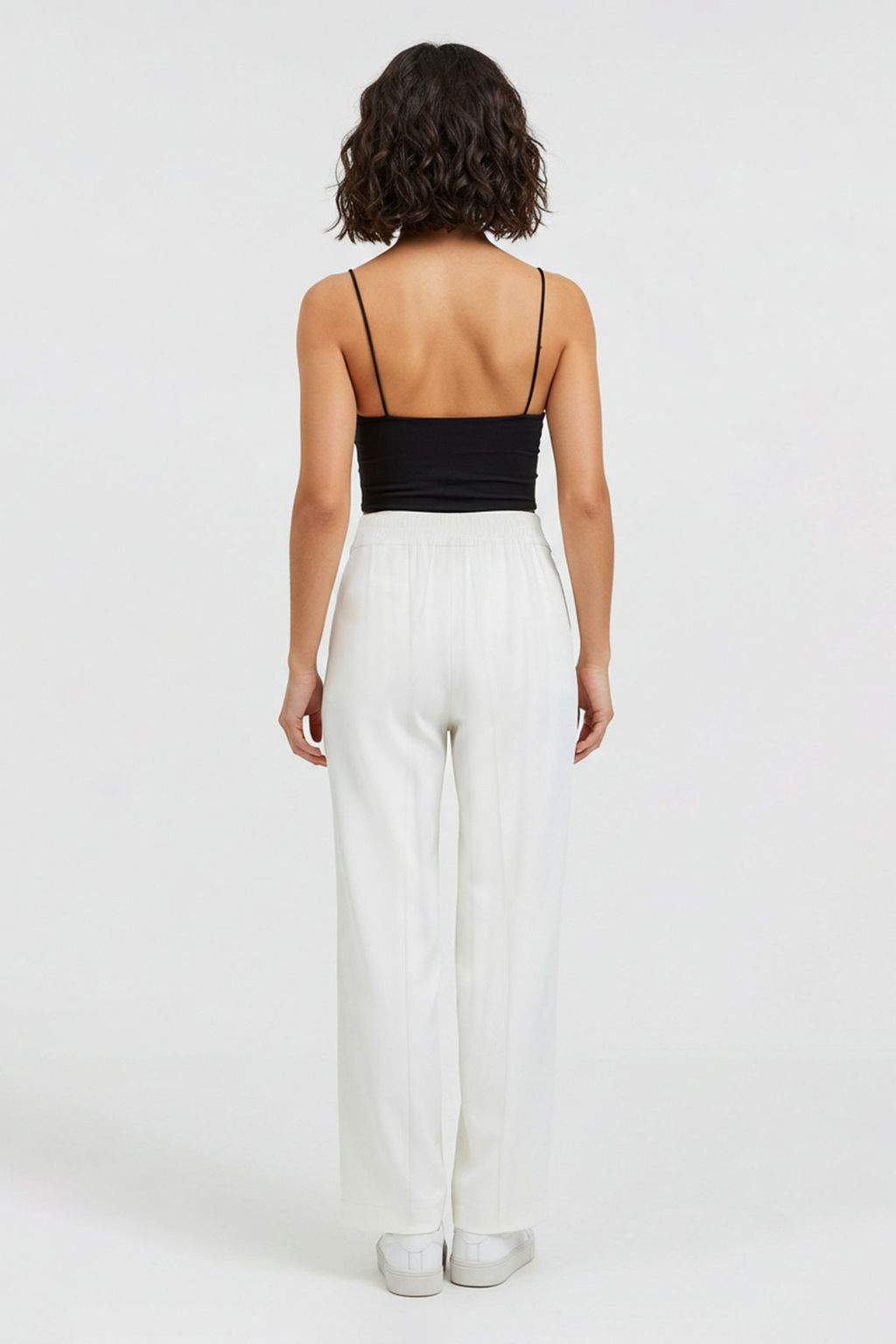 TRENDYOLMILLA Beyaz Arkas? Lastikli Wide Leg/Genis Paca Dusuk Bel Dokuma Pantolon TWOSS25PL00021  фото 6