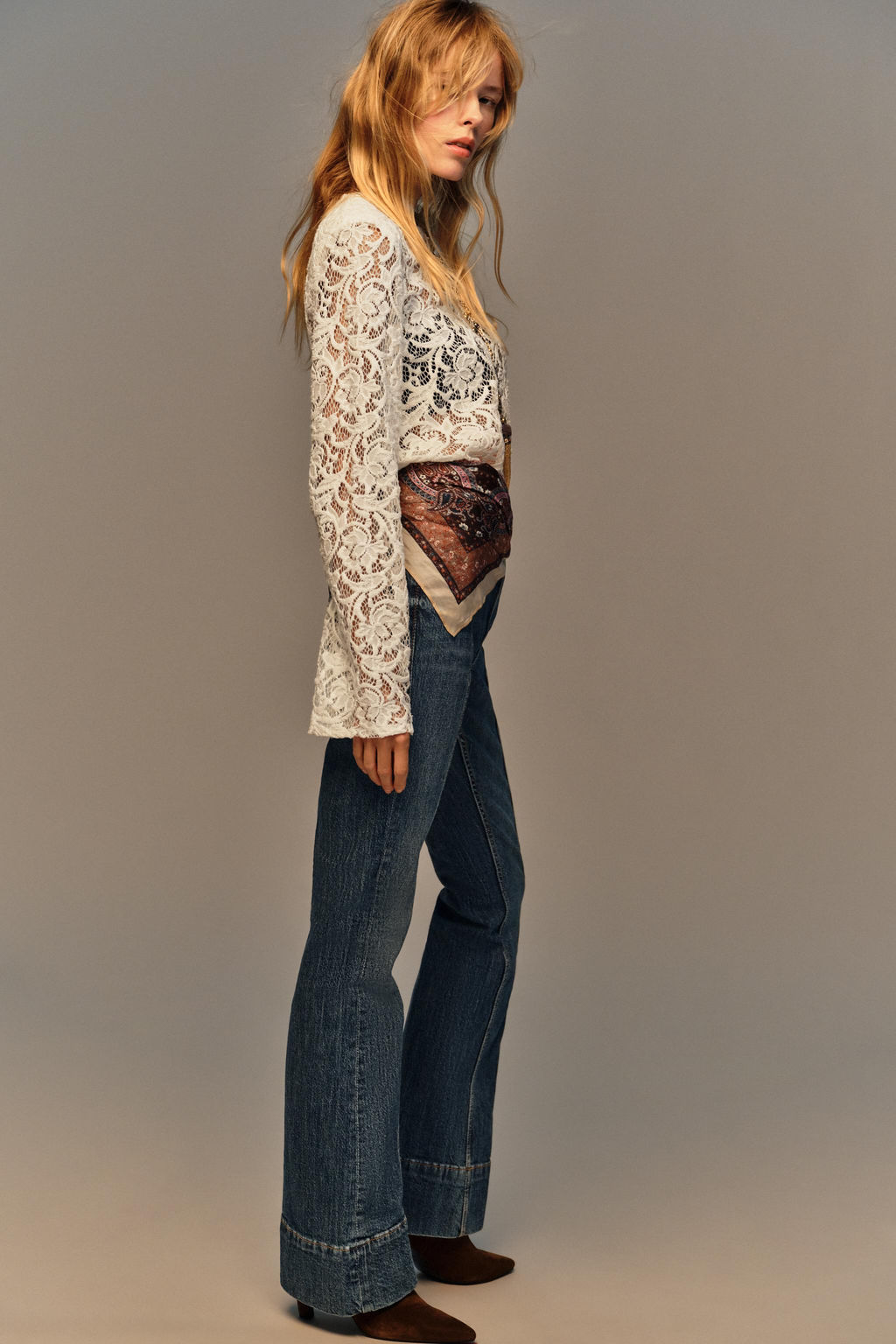 LACE TOP WITH SHOULDER PADS - Zara фото 4