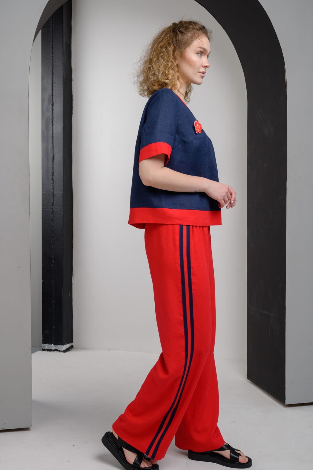 70%ЛЁН+30% ВИСКОЗА Яркие прямые брюки - Новый лен фото 7