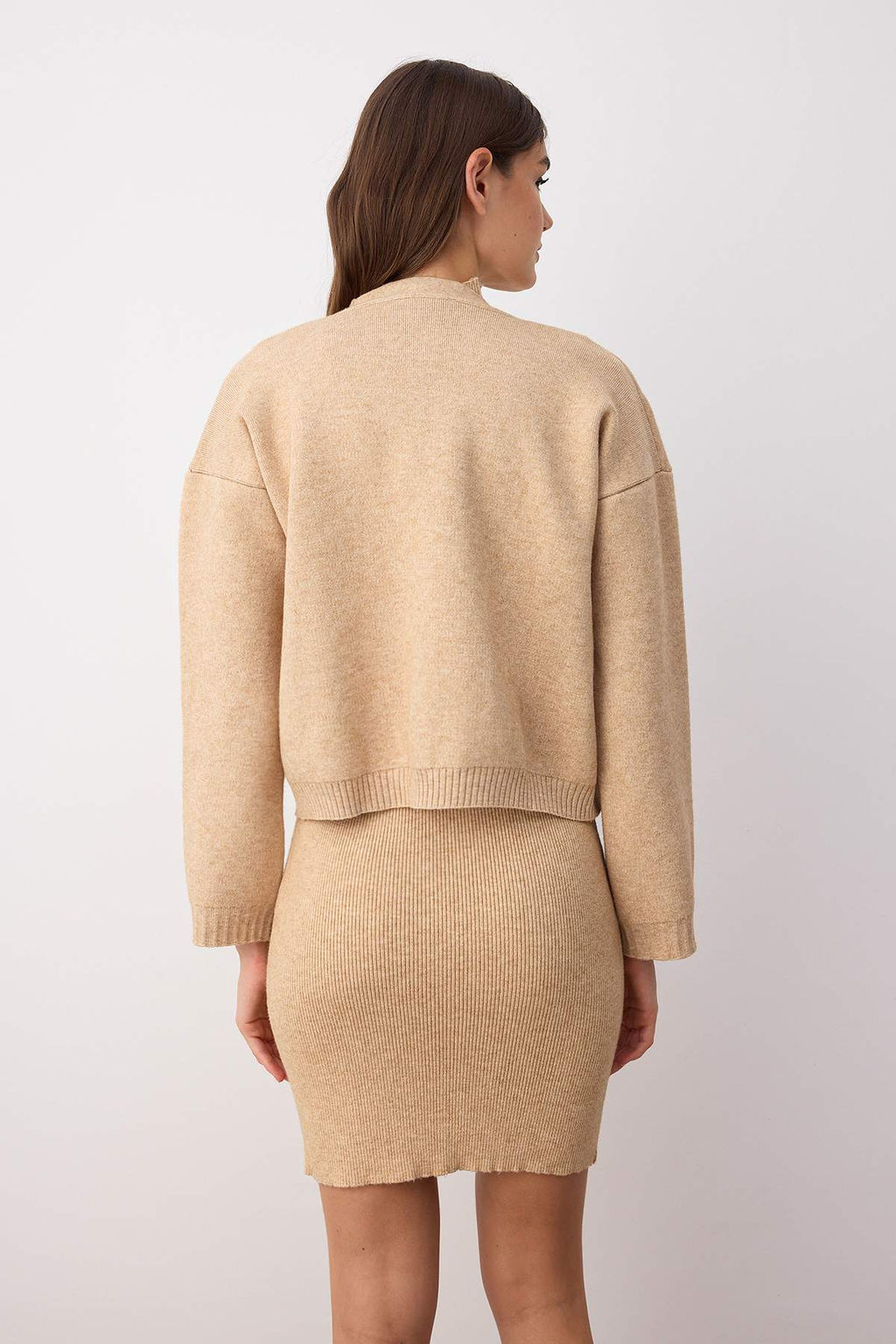Bej 2li Midi Triko Premium Iplik/Ozel Iplik Yumusak Dokulu H?rka-Elbise TWOAW26EL00005 - Trendyolmilla фото 4