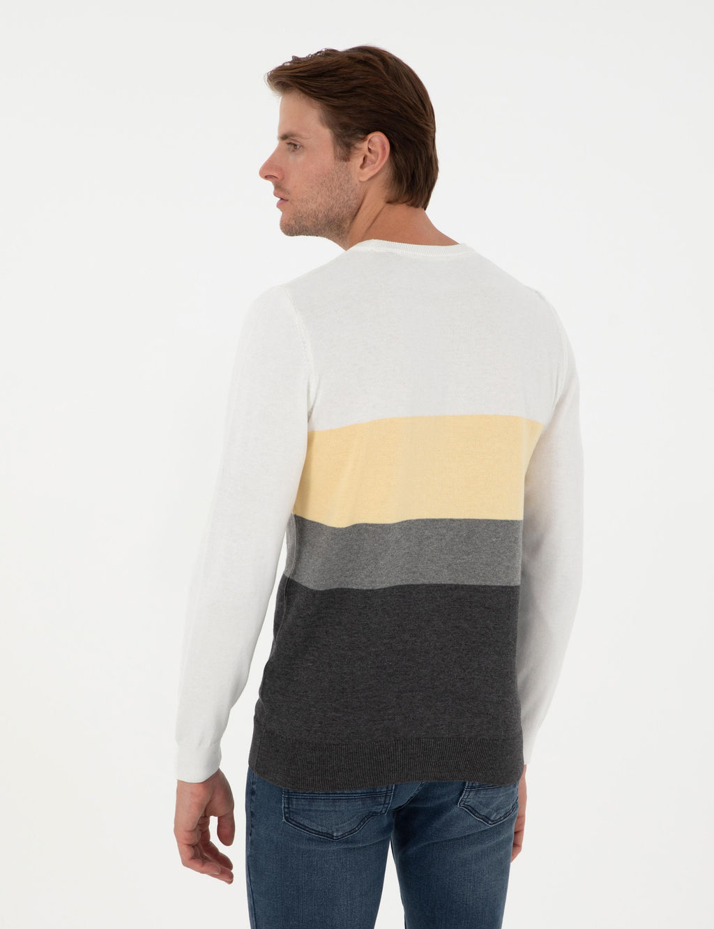 Gri Melanj Slim Fit Bisiklet Yaka Triko Kazak - Pierre cardin фото 5