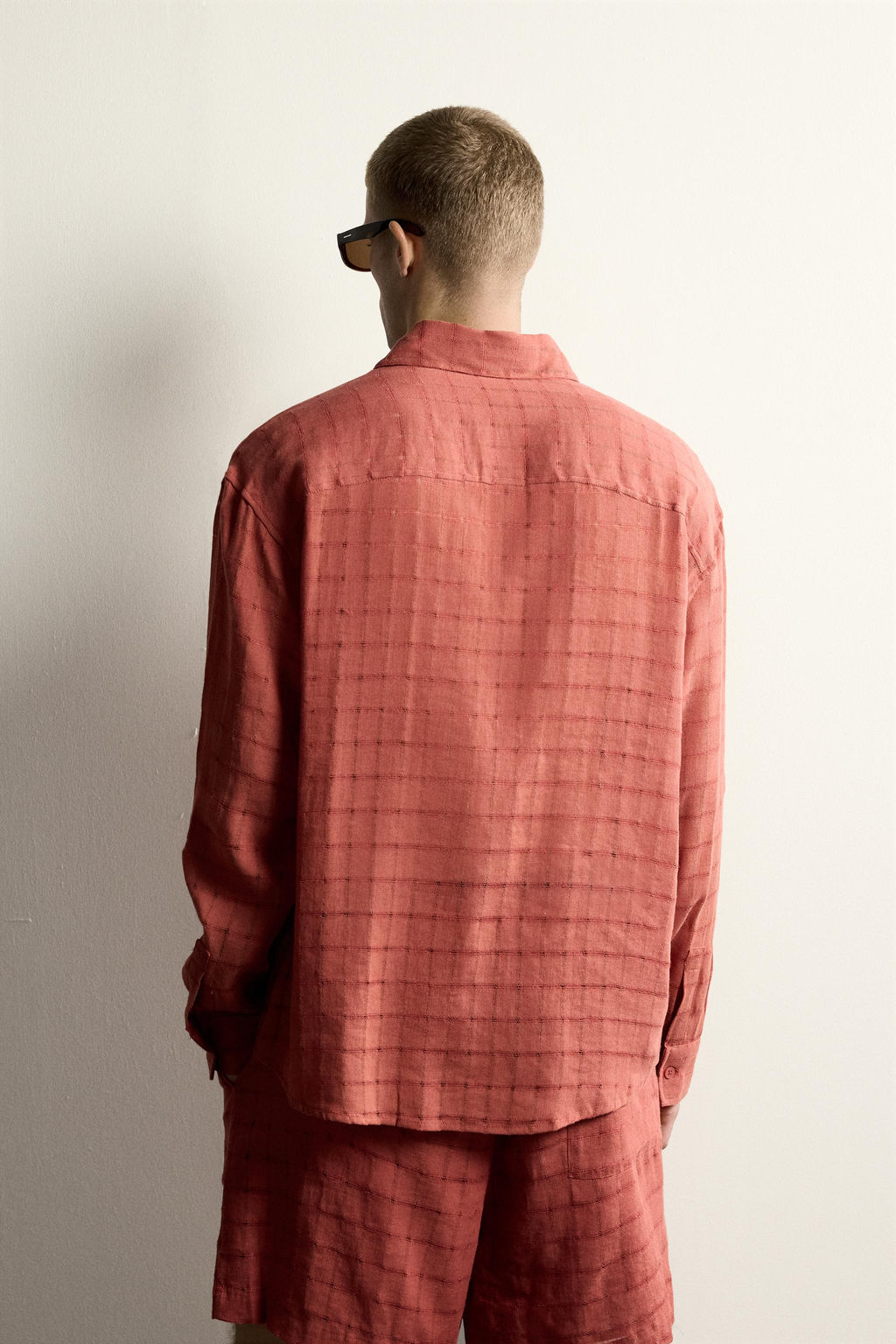CAMISA RELAXED FIT JACQUARD CUADROS LINO - ALGOD?N / Teja - Zara фото 3