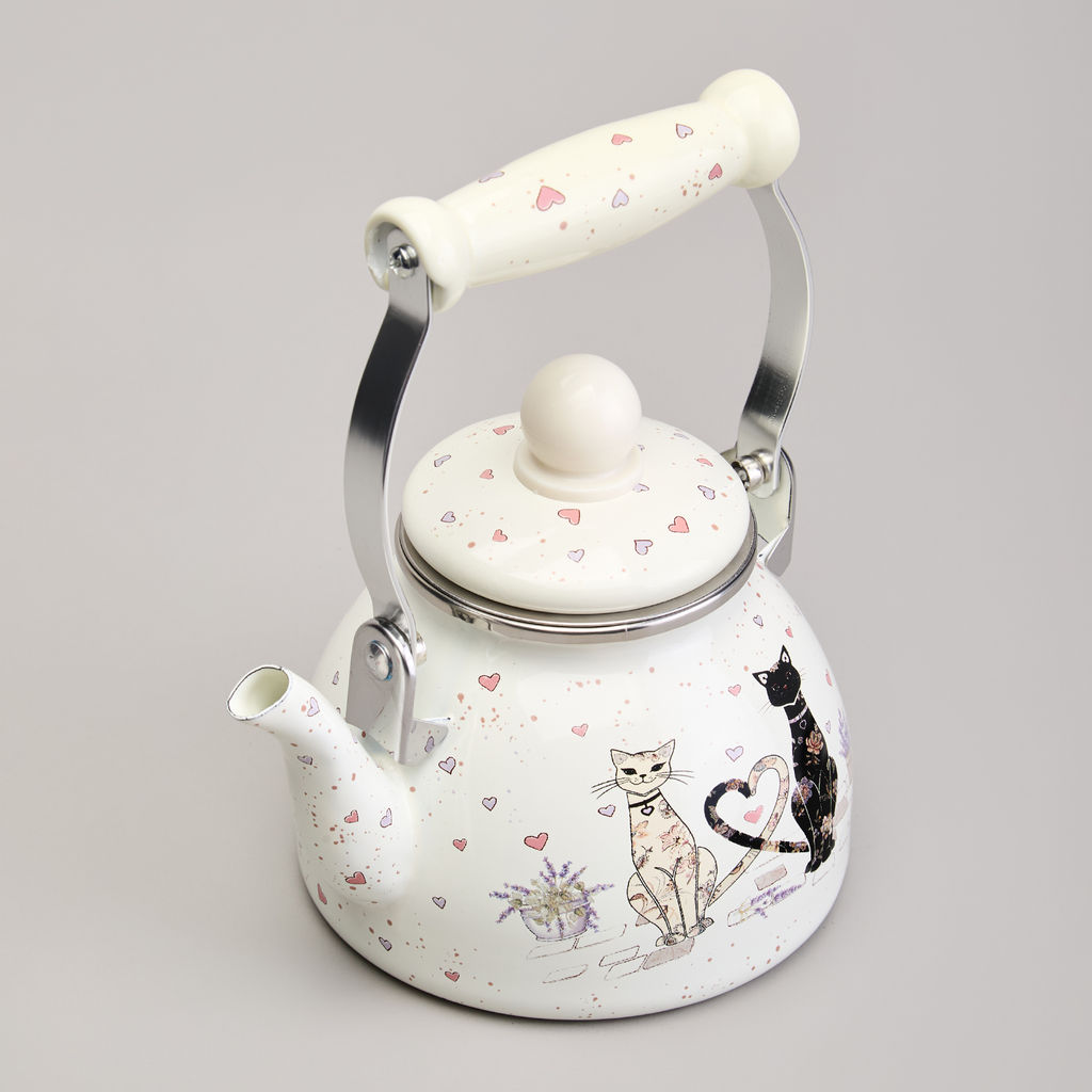 ЧАЙНИК AGNESS ЭМАЛИРОВАННЫЙ СО СЪЕМНЫМ ФИЛЬТРОМ ИЗ НЖС СЕРИЯ LAVANDER CATS, 1,1 Л фото 9