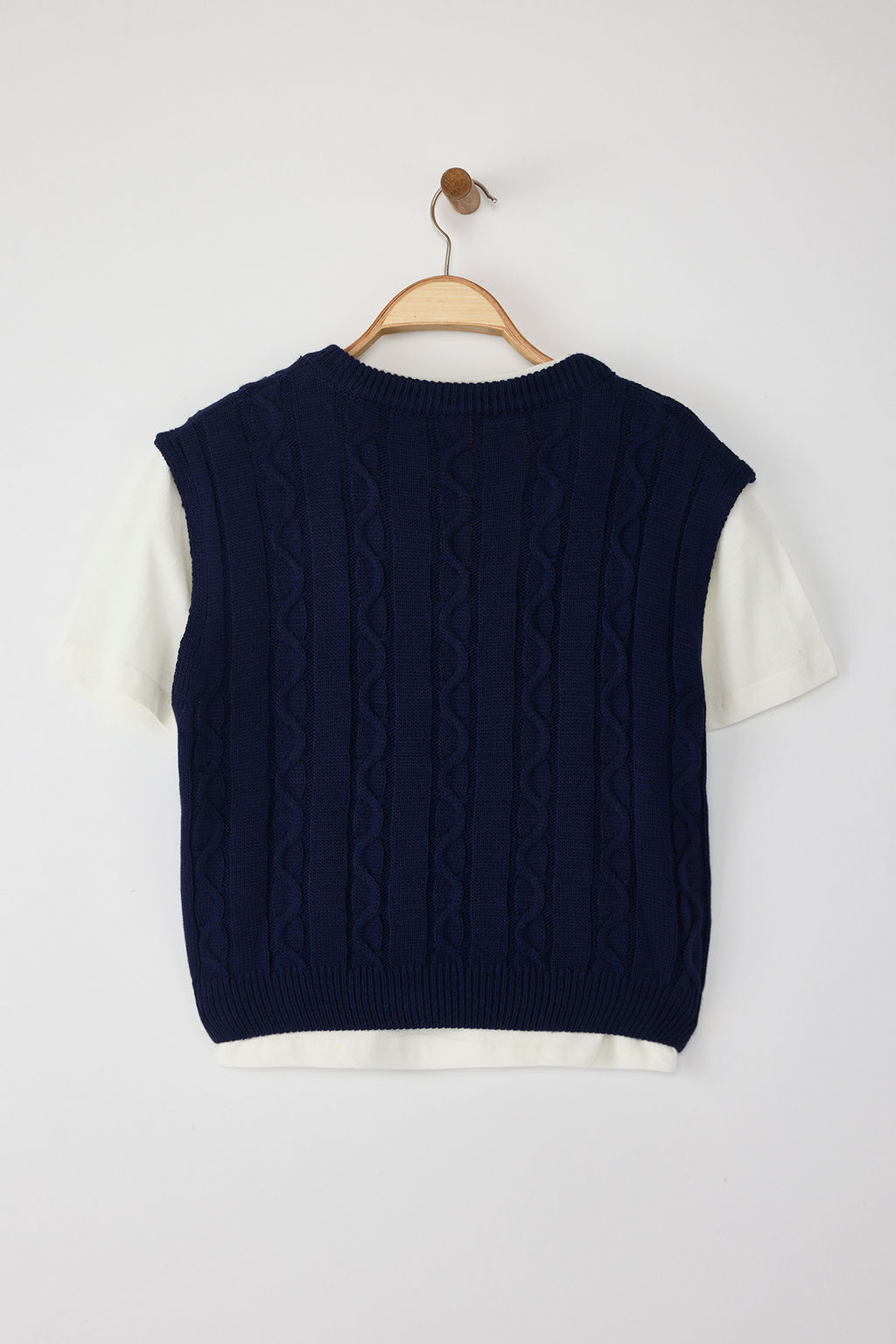Lacivert 2li T-Shirtlu Sac Orgu Triko Kazak TWOAW26KZ00131
