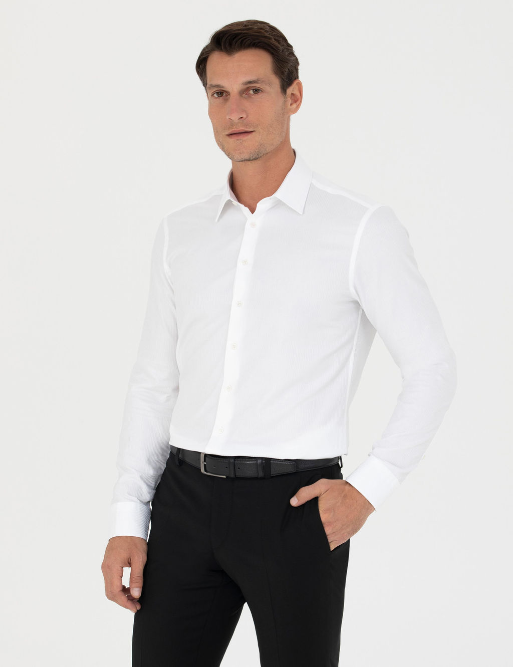 Белая приталенная рубашка с длинным рукавом - Cacharel фото 3