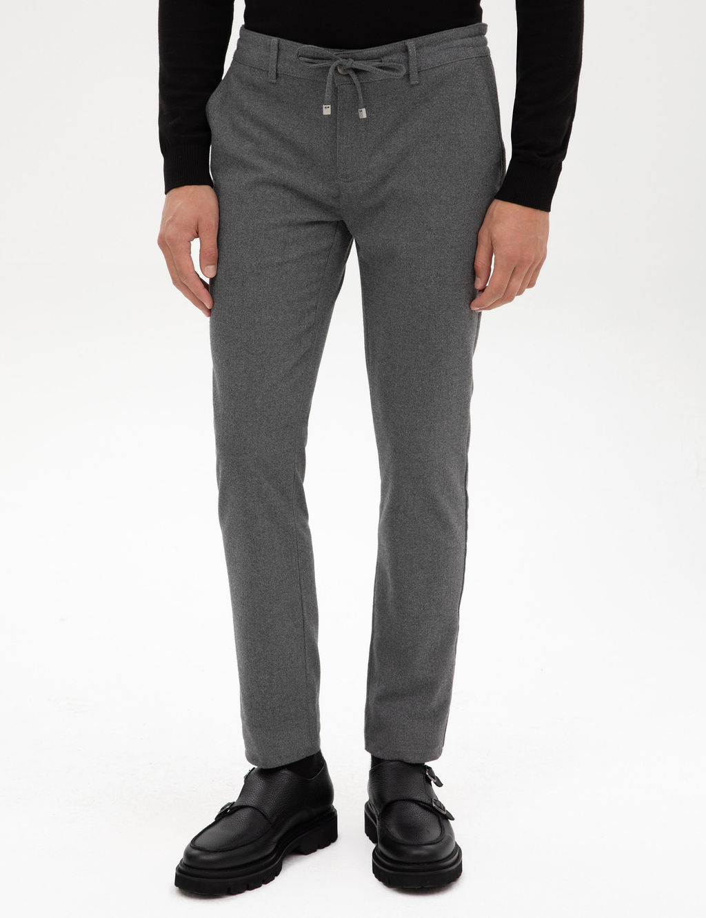 Gri Slim Fit Beli Lastikli Kordonlu Kanvas Pantolon - Pierre cardin фото 2