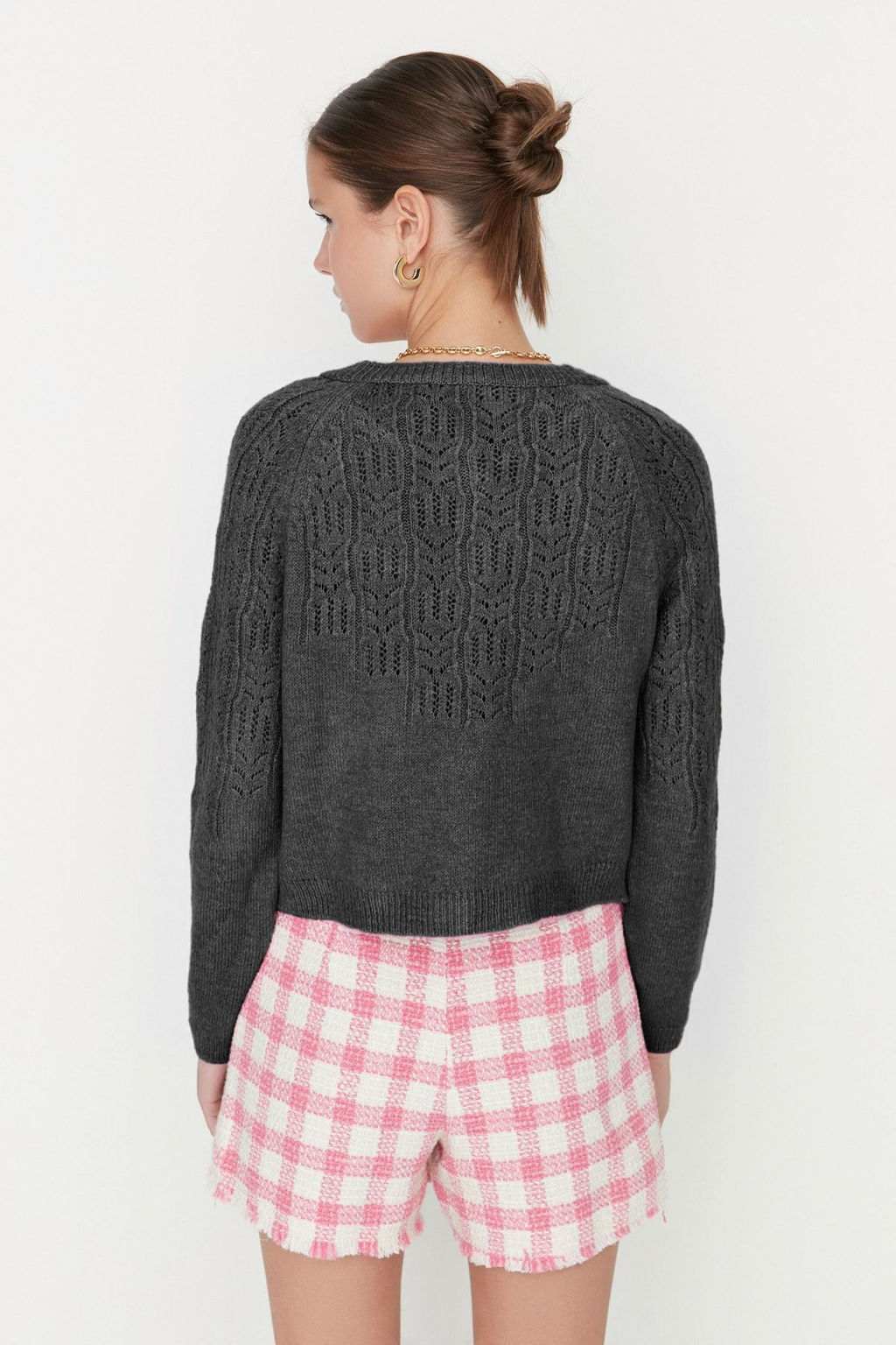 TRENDYOLMILLA Pembe Yumusak Dokulu Ajurlu/Delikli Triko H?rka TWOAW21HI0020 фото 12