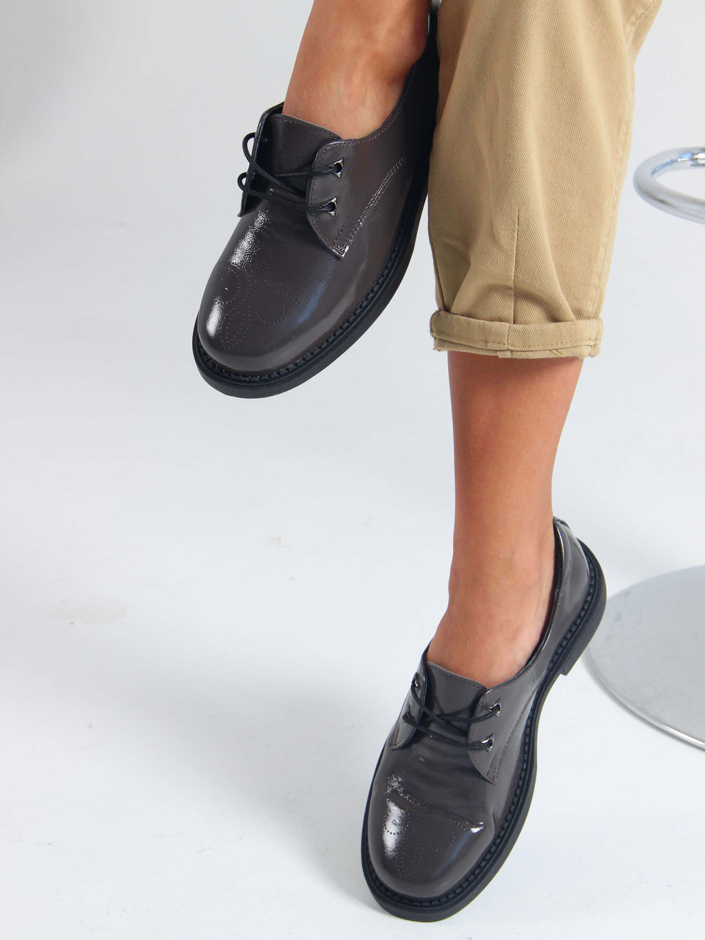 Туфли полуботинки 105.2693.bl. Серо-коричневый наплак