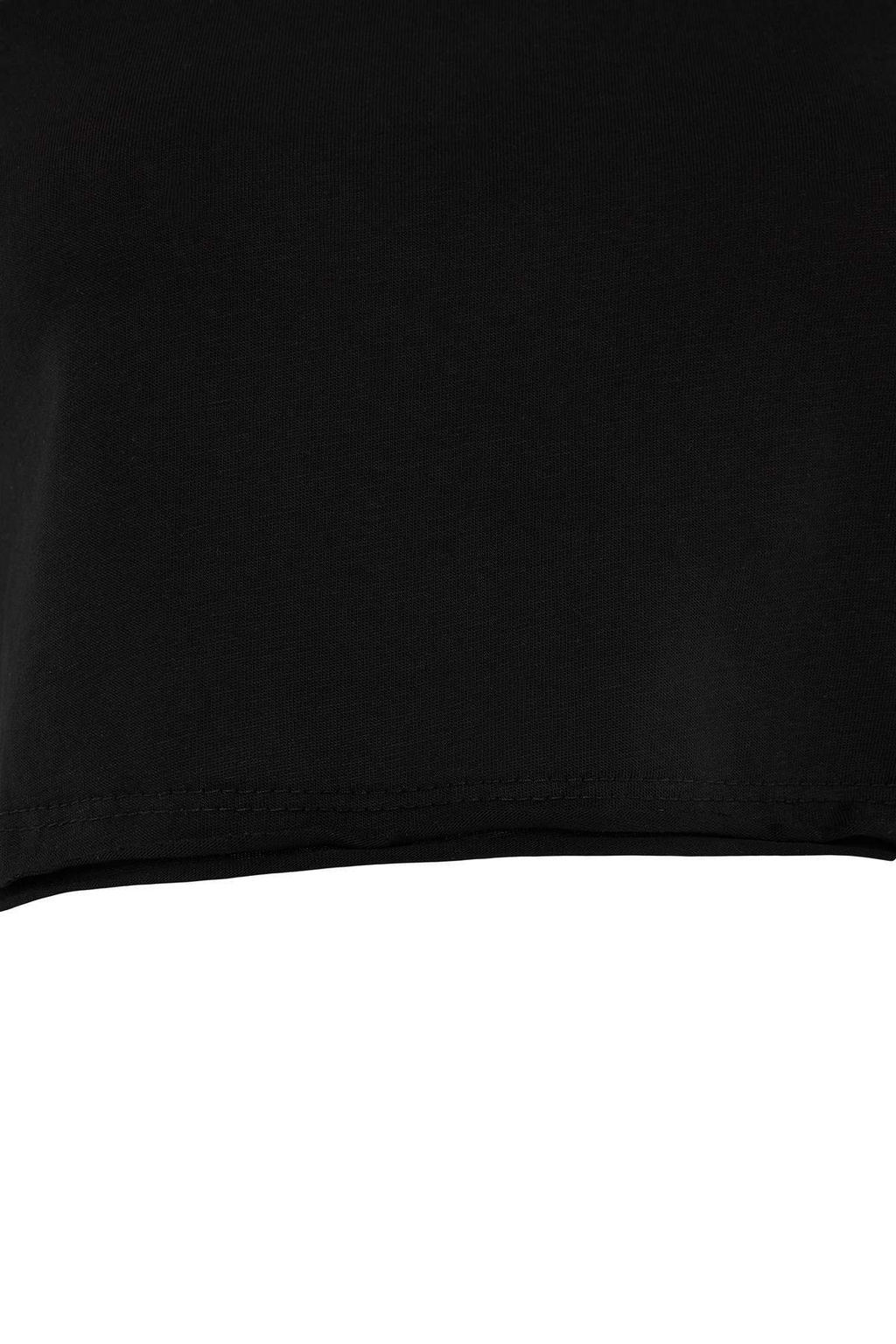 Siyah %100 Pamuk Tekli Kay_k Yaka Relaxed _rme T-Shirt TWOSS25TS00194 - Trendyolmilla фото 3