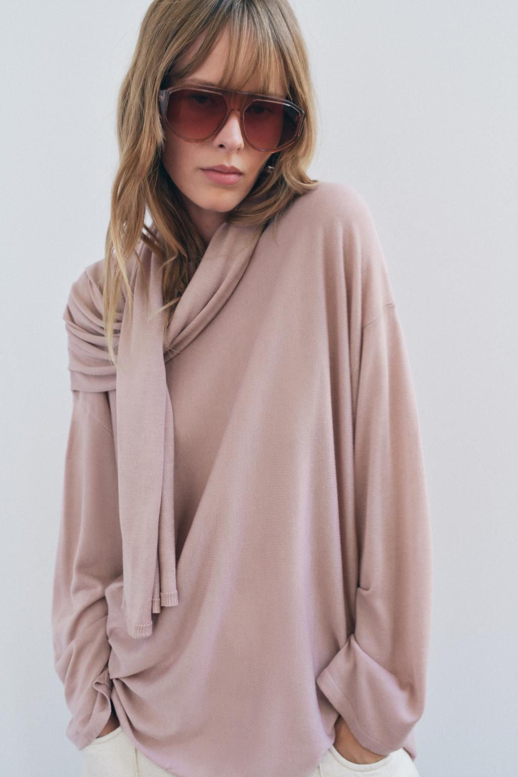 KNIT SWEATER WITH SCARF - Zara фото 2