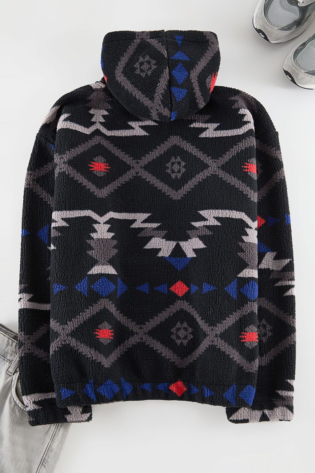 TRENDYOL MAN Siyah Un?sex Oversize/Genis Kesim Desenli Serpa Polar/Pelus Kapusonlu Sweatshirt TMNAW25SW00147 - Trendyolmilla фото 8