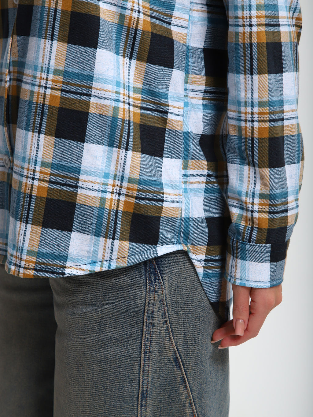 М380 Рубашка с длинным рукавом (песочно-голубой)