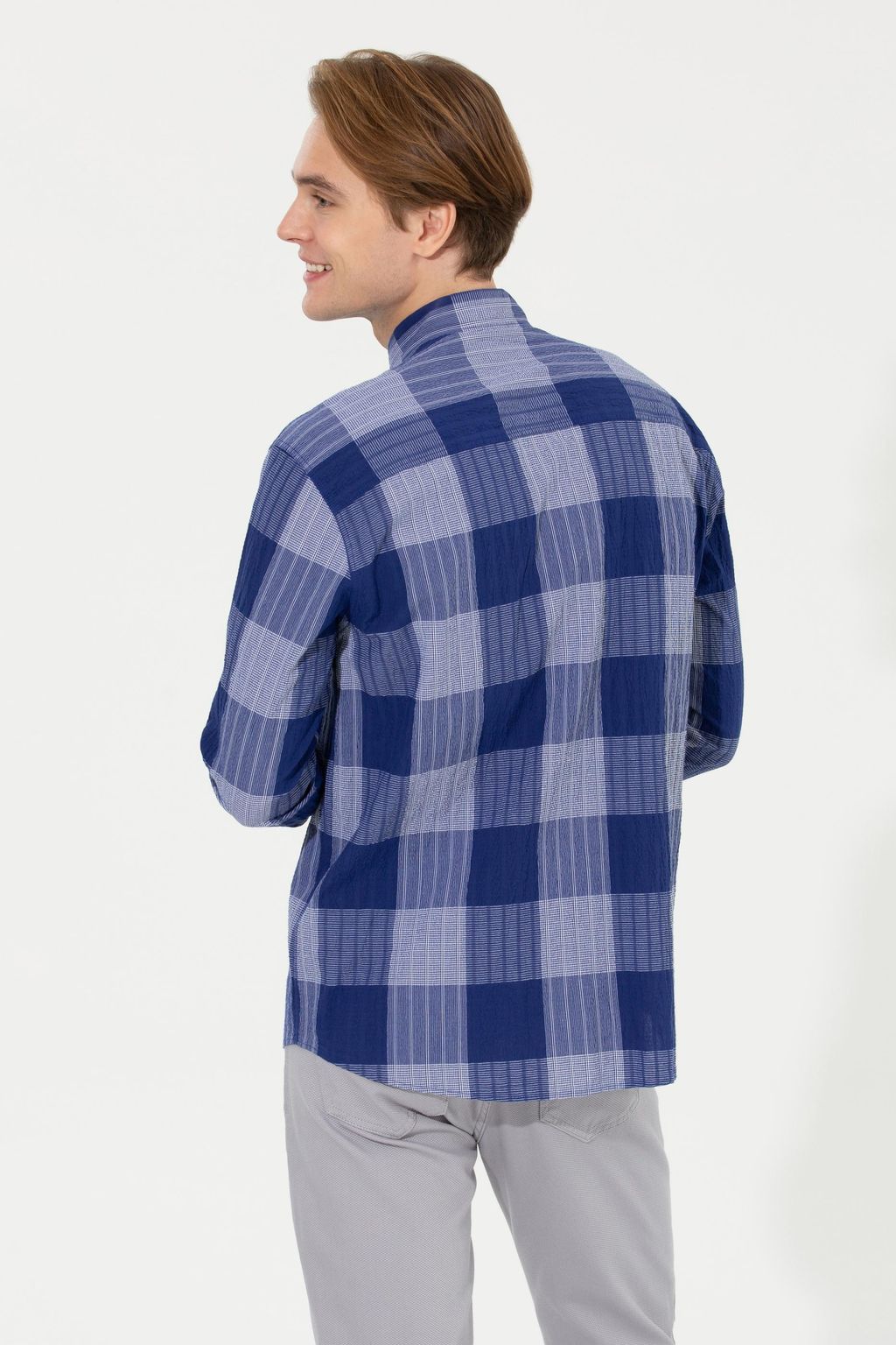 U. S. Polo Assn / Мужская синяя рубашка в клетку - U.s. polo assn фото 5