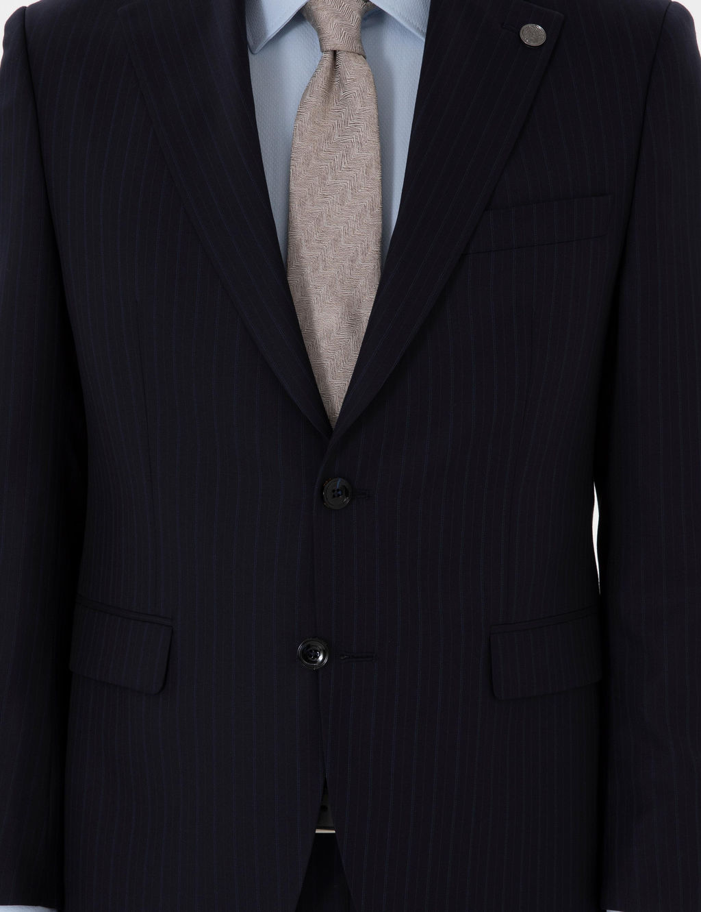 Lacivert Slim Fit _izgili %100 Y_n Tak_m Elbise