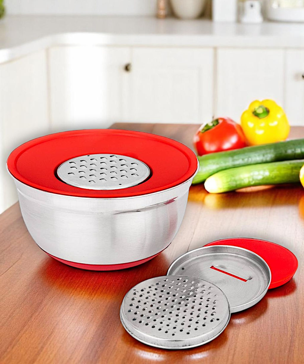 МИСКА AGNESS 6 В 1 С КРЫШКОЙ С 3-МЯ СЪЕМНЫМИ ТЁРКАМИ, 24 СМ, 2,25 Л. ПРОТИВОСКОЛЬЗЯЩЕЕ ДНО  фото 8