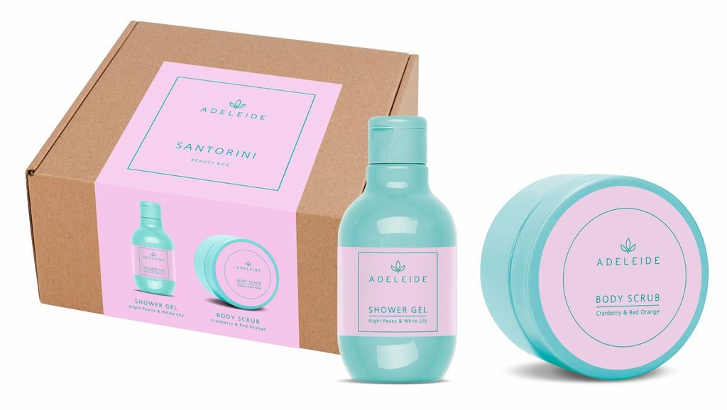 ЦЕНА Beauty Box Santorini: Shower gel Night Peony & White Lily / Body scrub Cranberry & Red Orange - Adeleide фото 2