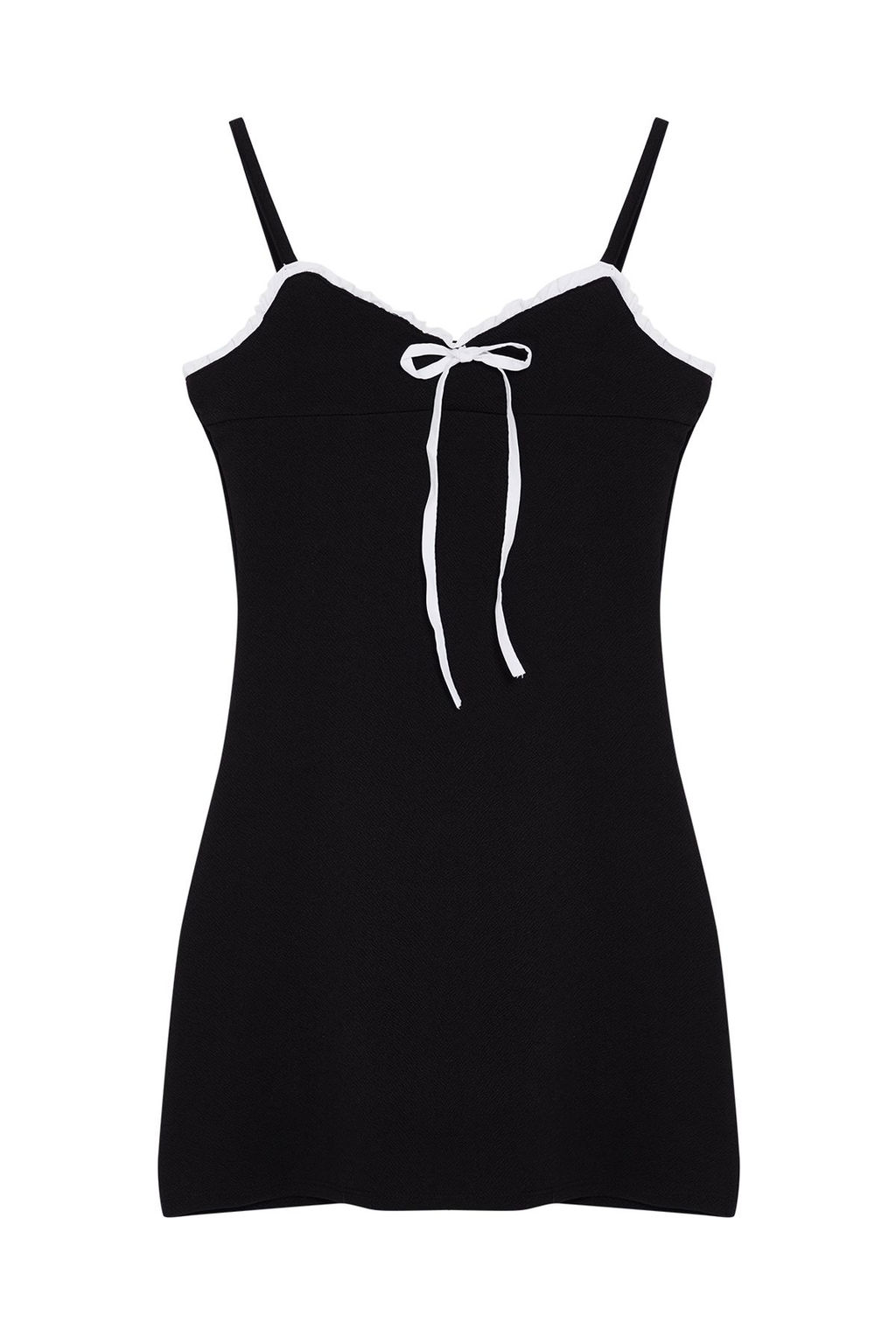 TRENDYOLMILLA Siyah Renk Bloklu Fiyonk Detayl? Bodycone/Vucuda Oturan Mini Orme Elbise TWOSS24EL01126