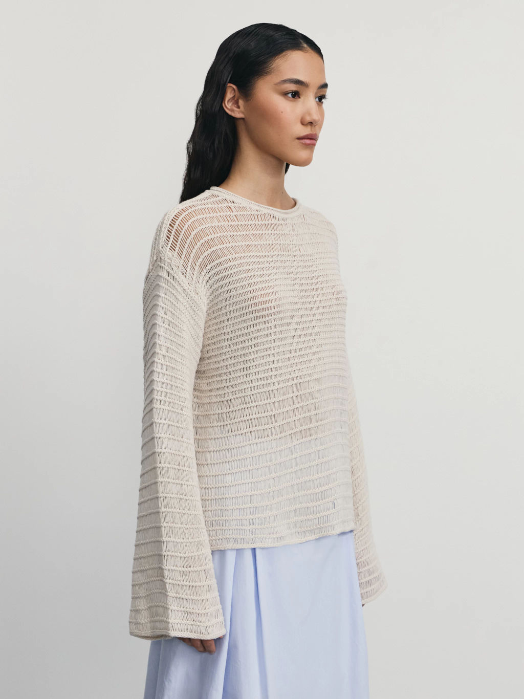 Джемпер ажурной вязки из хлопка / Zarina  фото 5