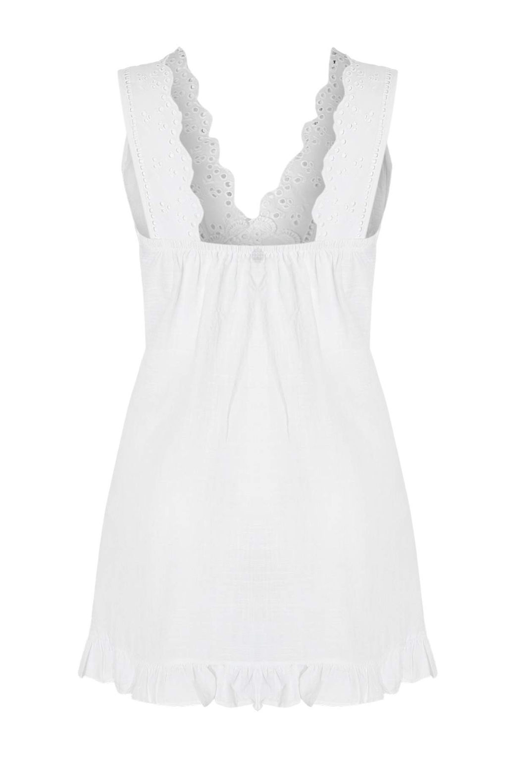 Beyaz Dokuma Mini Brodeli 100% Pamuk Plaj Elbisesi TBESS26EL00009 - Trendyolmilla фото 2