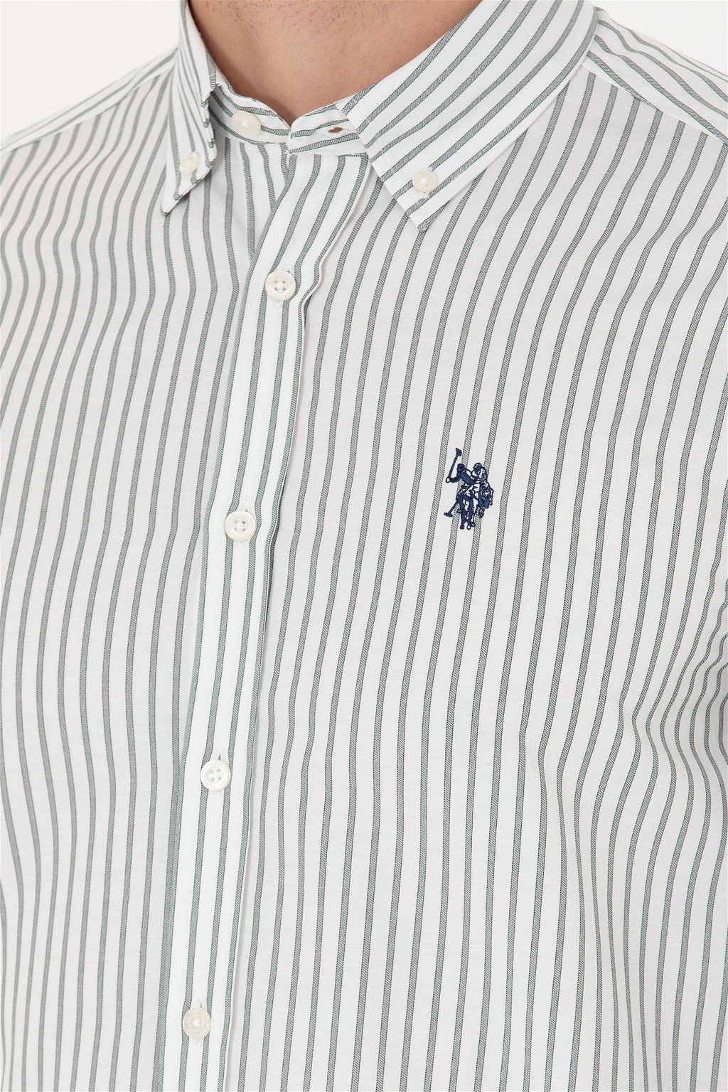 U. S. Polo Assn Мужская белая рубашка в полоску цвета экрю - U.s. polo assn фото 14