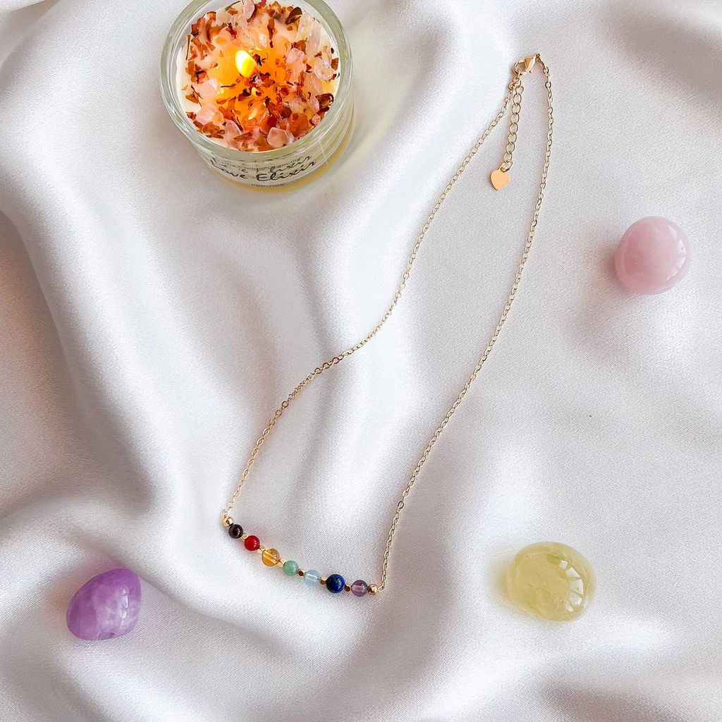 Колье на цепочке "7 чакр" с Самоцветами 40 см +