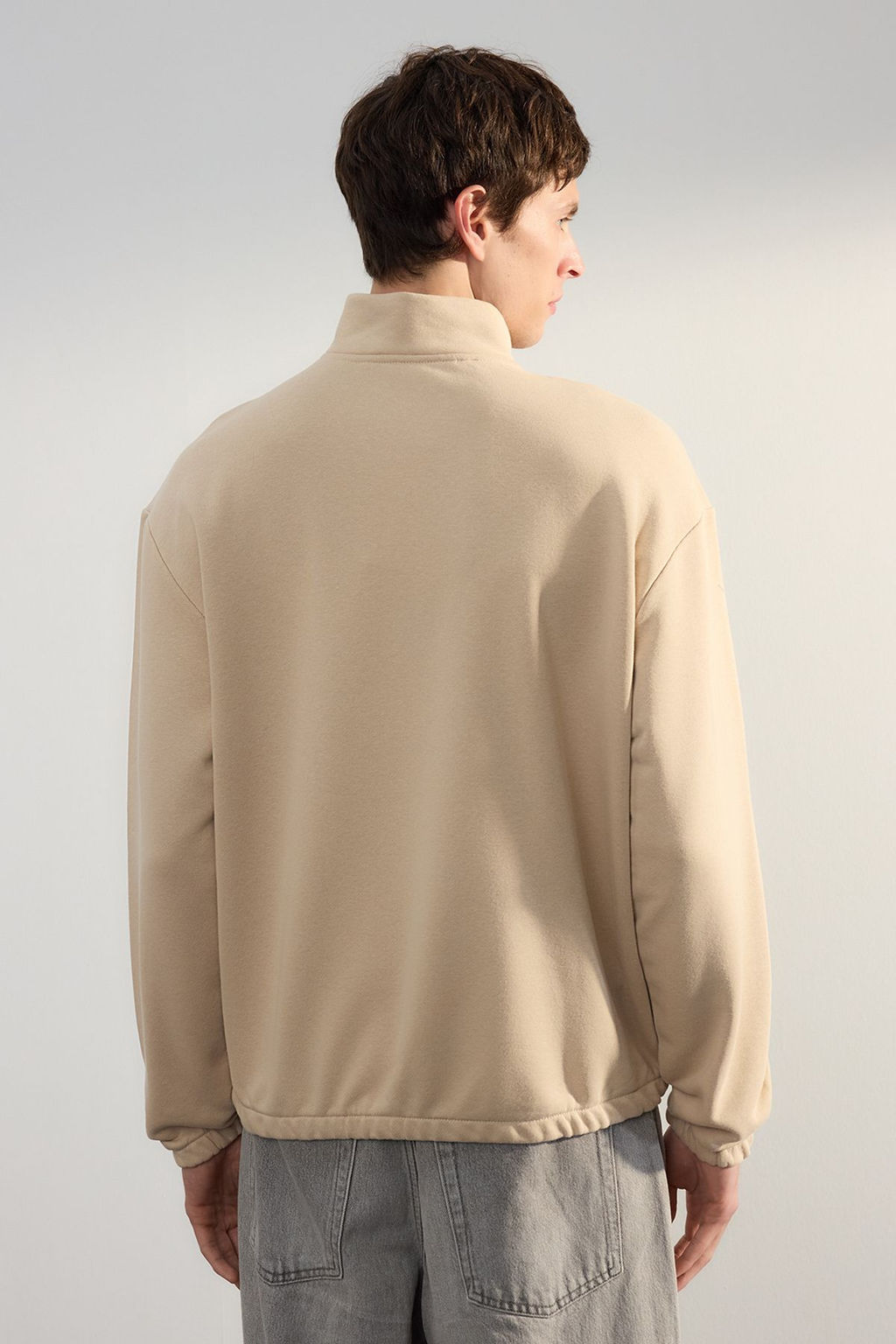 TRENDYOL MAN Tas Oversize/Genis Kesim Dik Yaka Fermuarl? Ici Polar Biyeli 100% Pamuk Sweatshirt TMNAW25SW00033 - Trendyolmilla фото 5