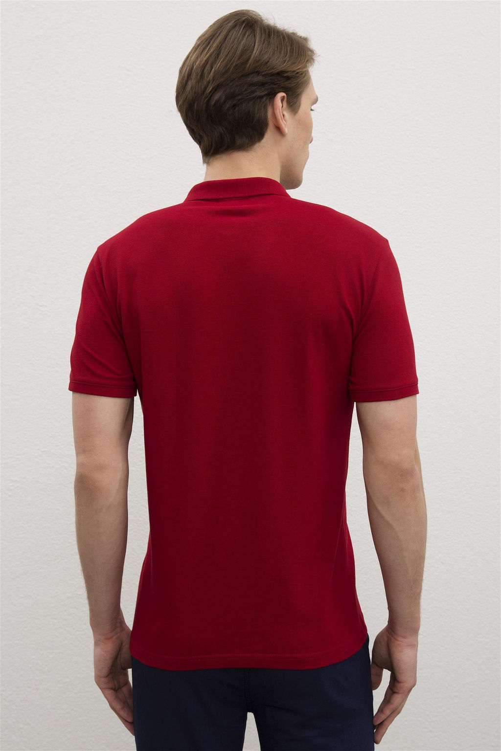 Мужская бордово-красная базовая футболка с воротником-поло - U.s. polo assn фото 3