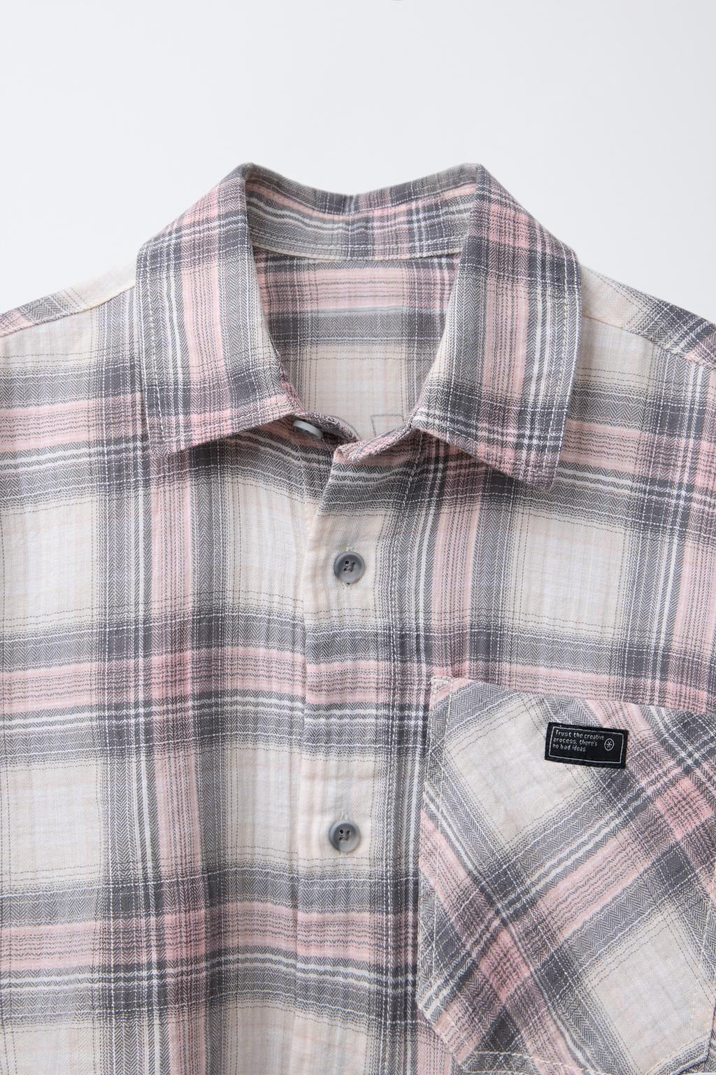 CHECK SHIRT WITH LABEL - Zara фото 3