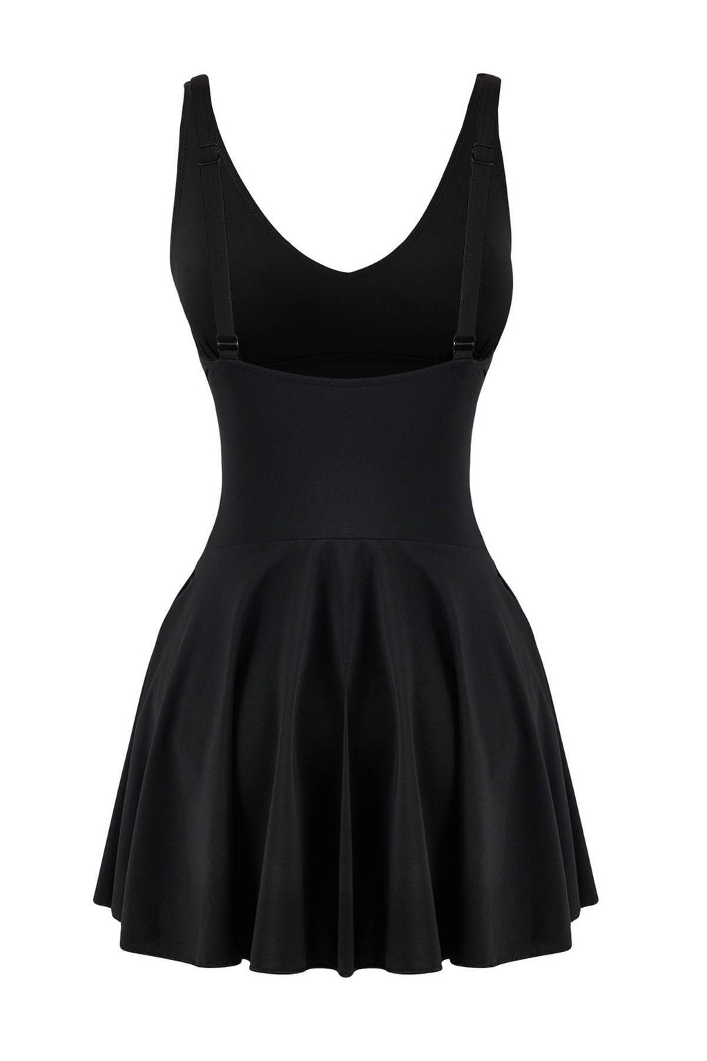 Siyah Drapeli V Yaka Elbise Mayo TBESS26MA00002 - Trendyolmilla фото 4