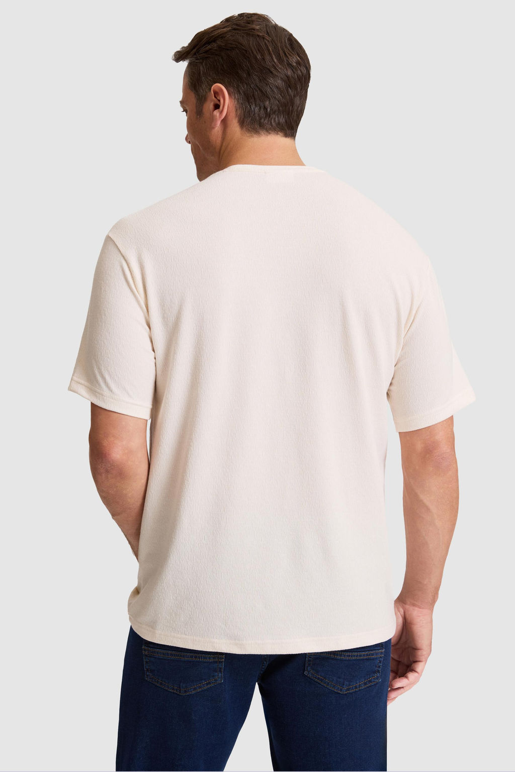 Erkek Krem Comfort Fit Bisiklet Yaka Ti__rt