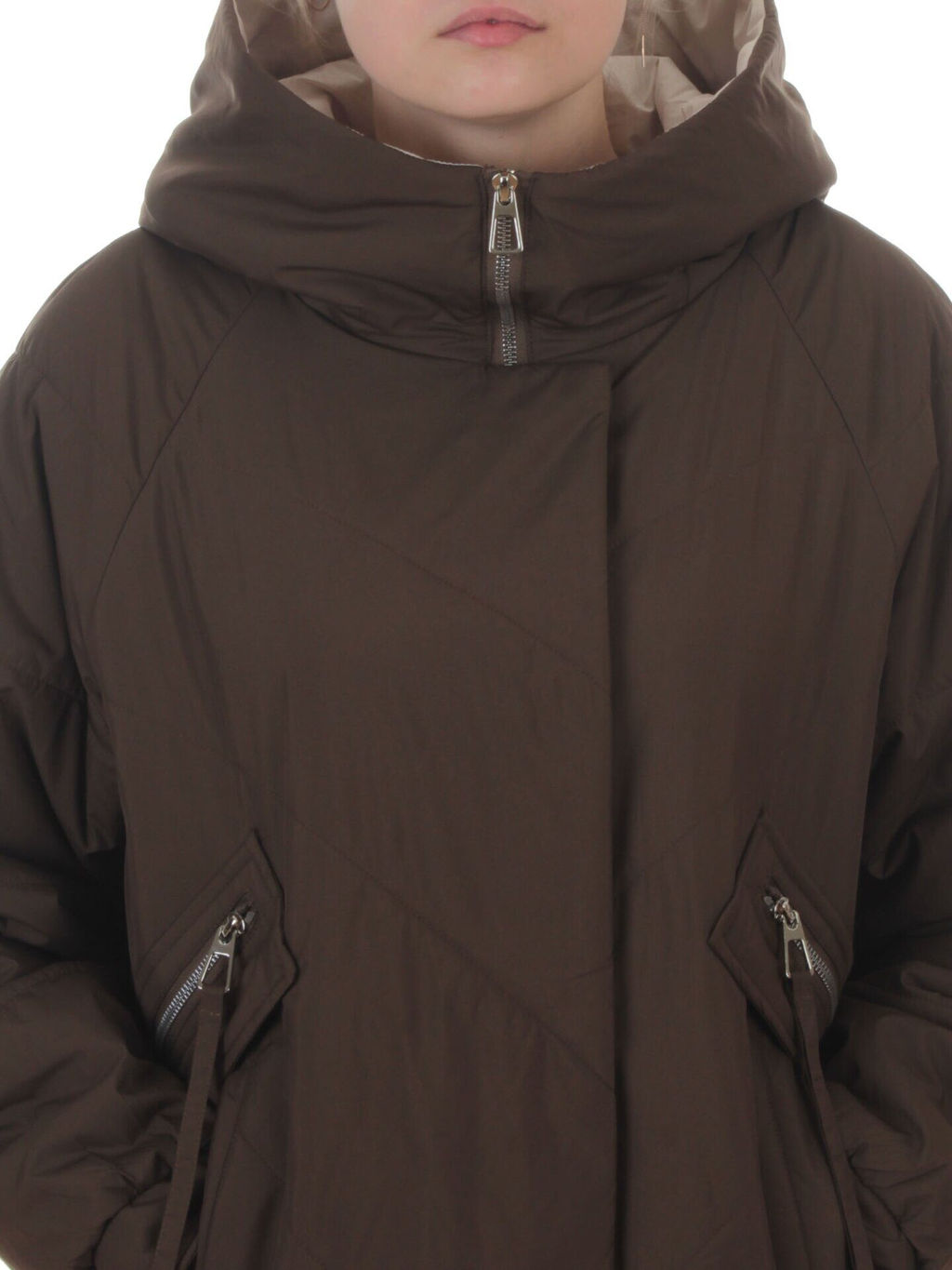 8008 BROWN Куртка демисезонная женская (100 гр. холлофайбер) - Фабричный китай фото 4