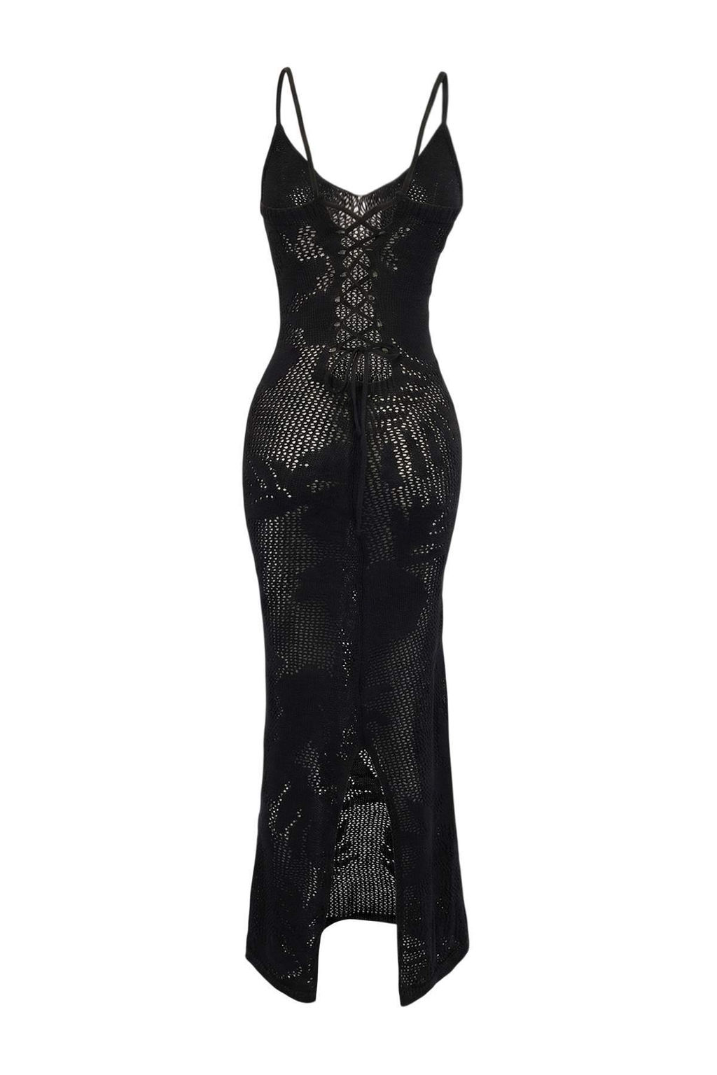 Siyah Triko Maxi S?rt Dekolteli Plaj Elbise TBESS26EL00021 - Trendyolmilla фото 3