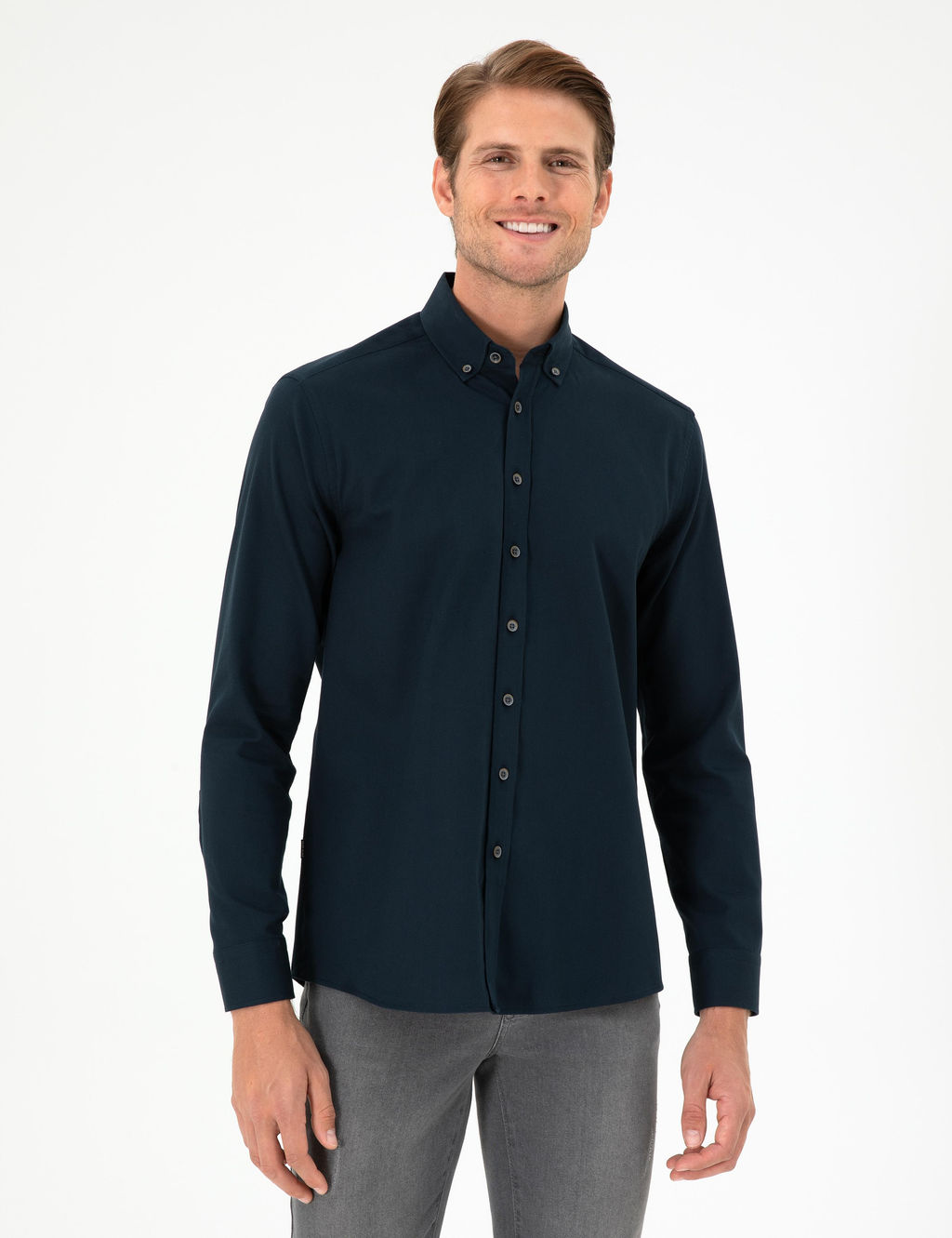 Рубашка Pierre Cardin Regular Fit дл рукав темно‑синяя