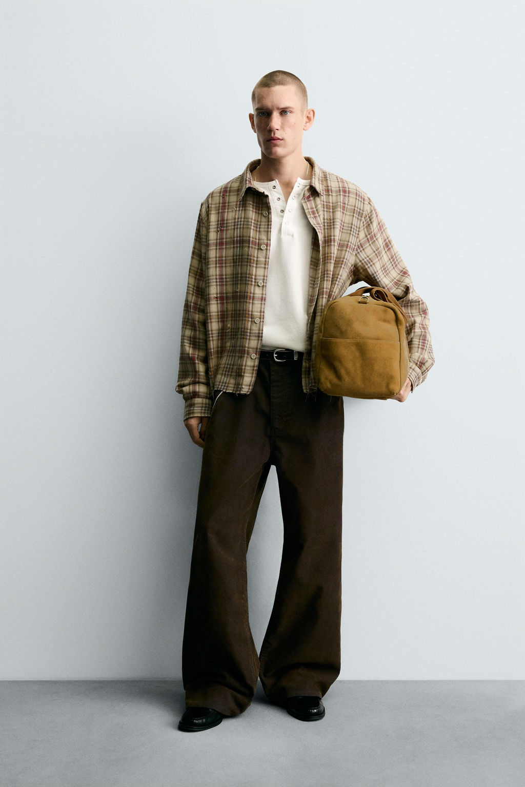 CHECK SHIRT WITH RIPPED EFFECTS