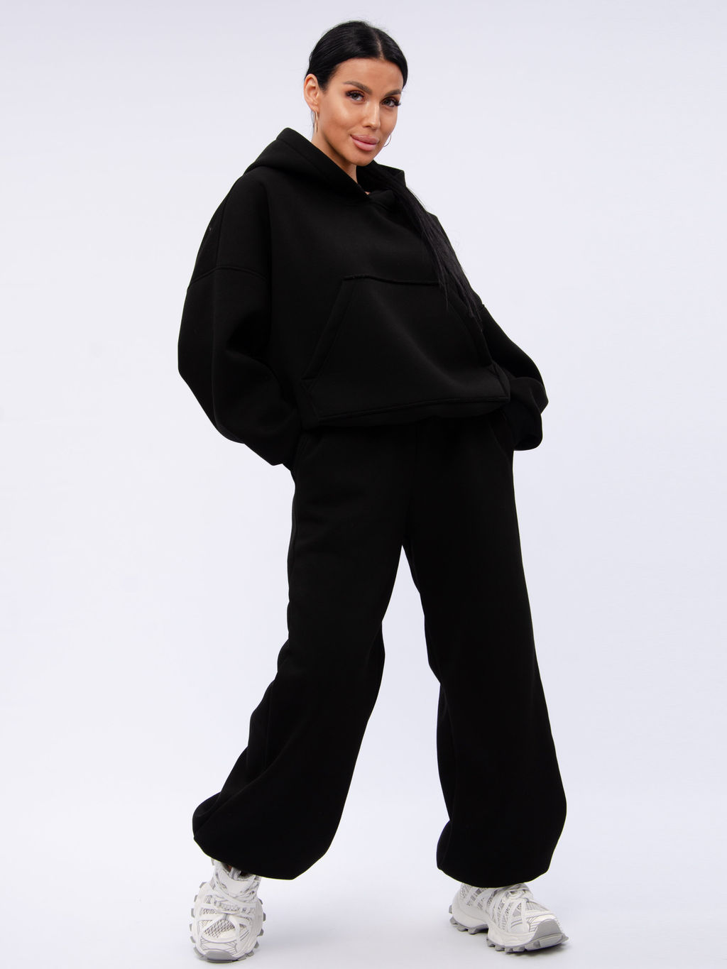 Джоггеры "БЖ-46" чёрные, футер 3-х нитка начес