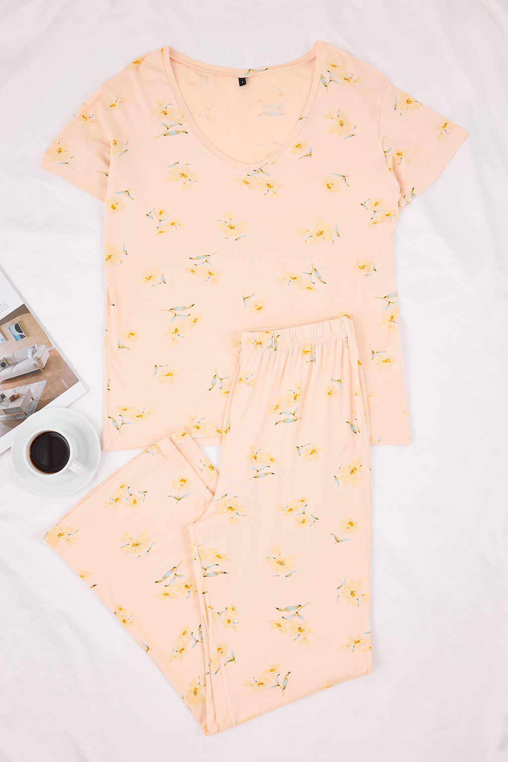 Somon Cicekli Viskon Suprem Orme Pijama Tak?m? THMSS26PT00023 - Trendyolmilla фото 12