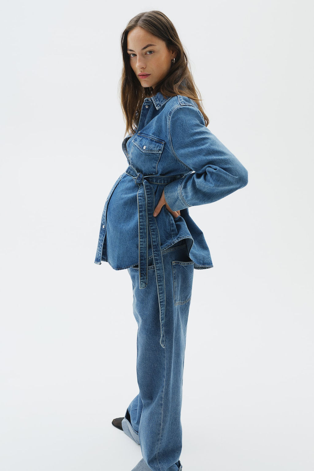 MAMA Camisa denim con cinturon de anudar - H&m фото 4