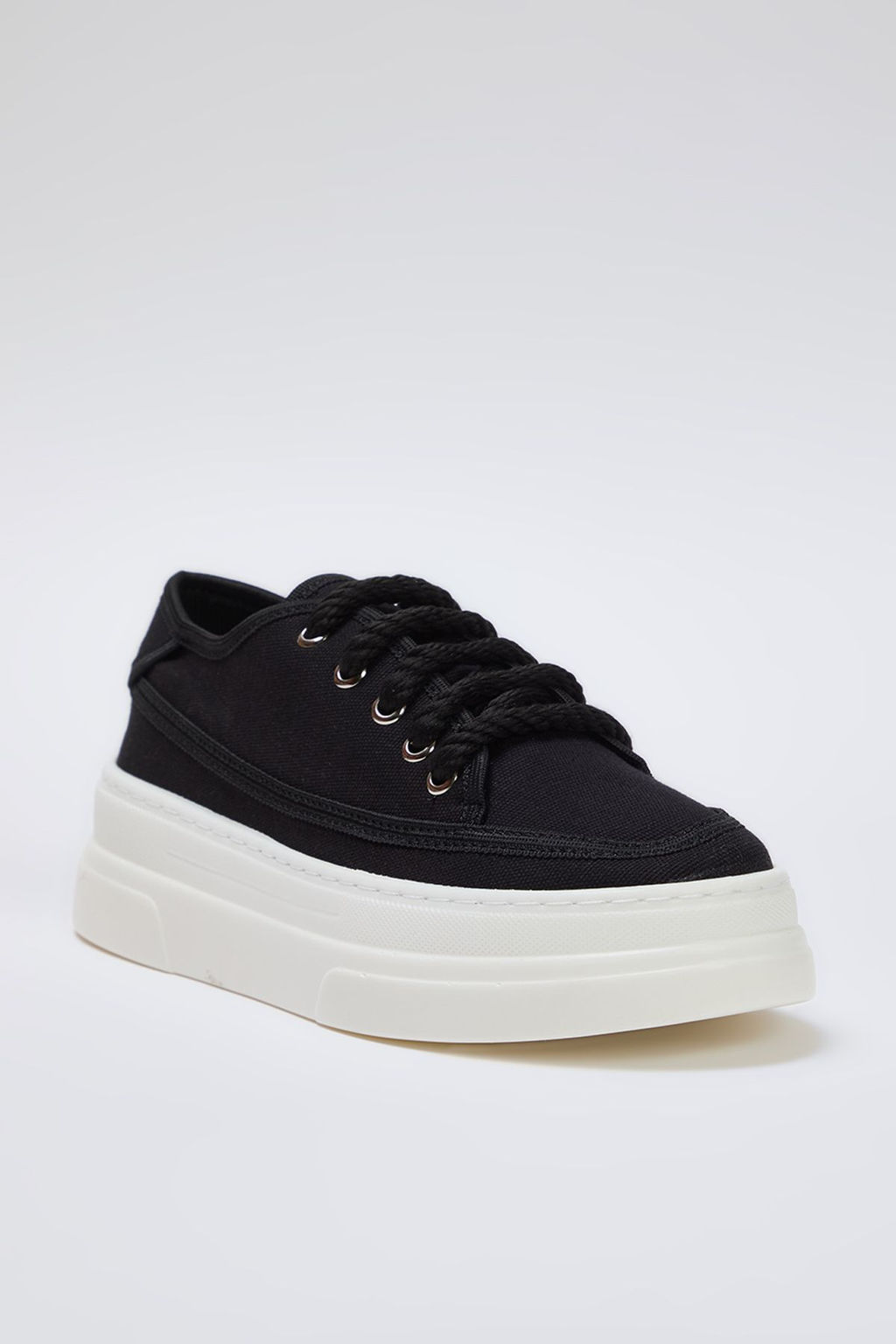 Trendyol Shoes Siyah Kanvas Bagc?kl? Yuksek Taban Kad?n Retro Spor Ayakkab? TAKSS25SN00010 - Trendyolmilla фото 11