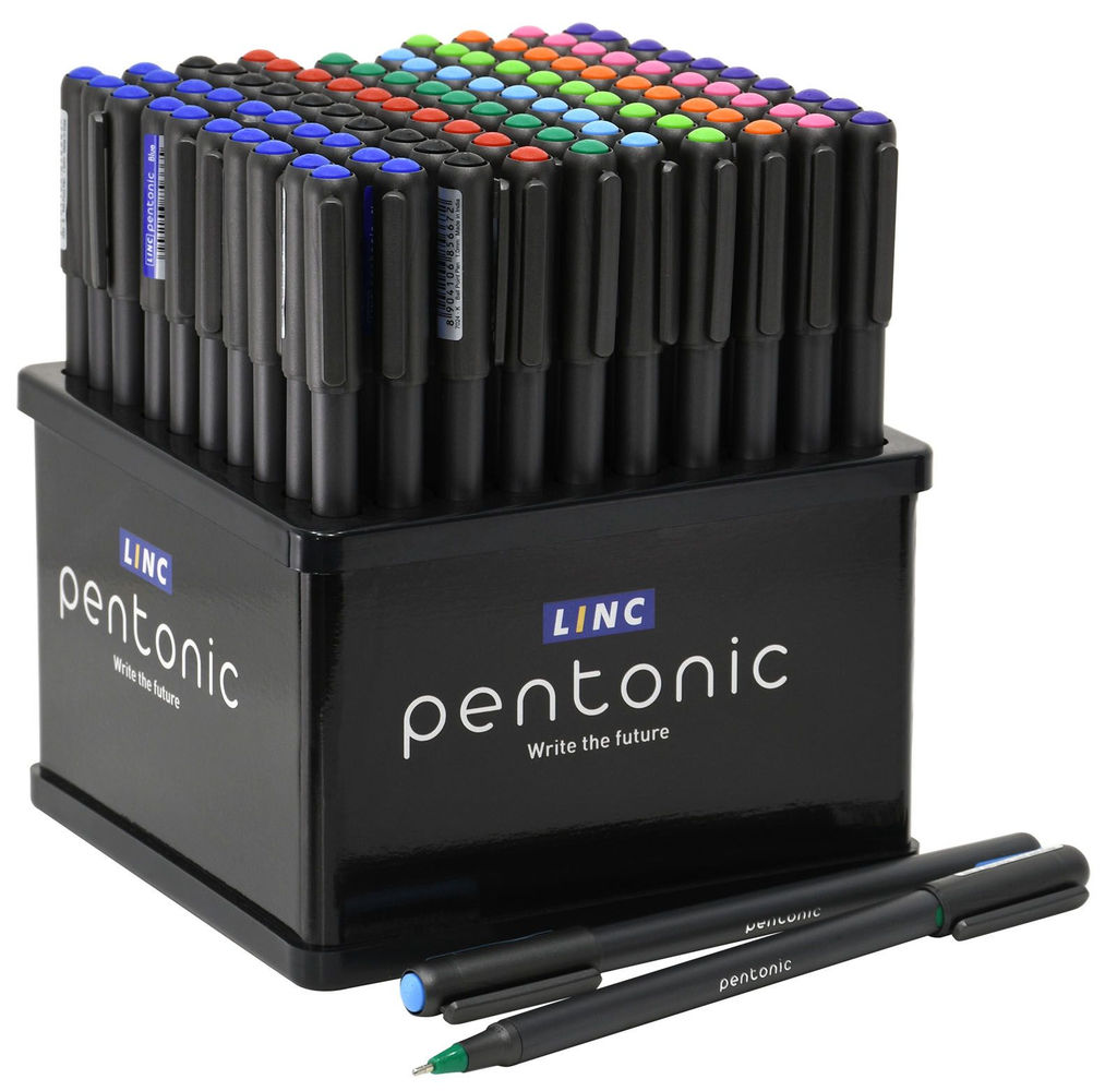 Цена за 5 шт.Ручка шариковая LINC PENTONIC SILVER 1 мм, ассорти, 9 цветов