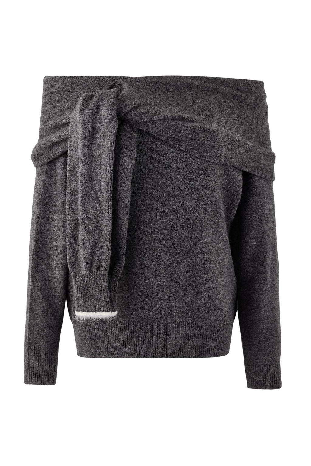 Antrasit Yumusak Dokulu Madonna Yaka Baglamal? Triko Kazak TWOAW26KZ00294 - Trendyolmilla фото 3