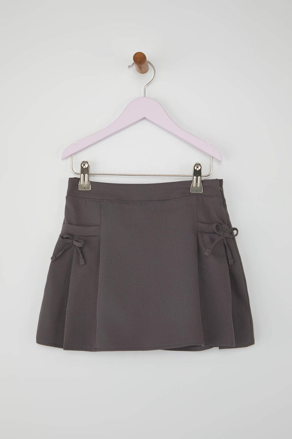 Antrasit 100% Pamuk Fiyonklu Dokuma K?z Cocuk Okul Sort Etek TKDAW26ET00000 - Trendyolmilla фото 2