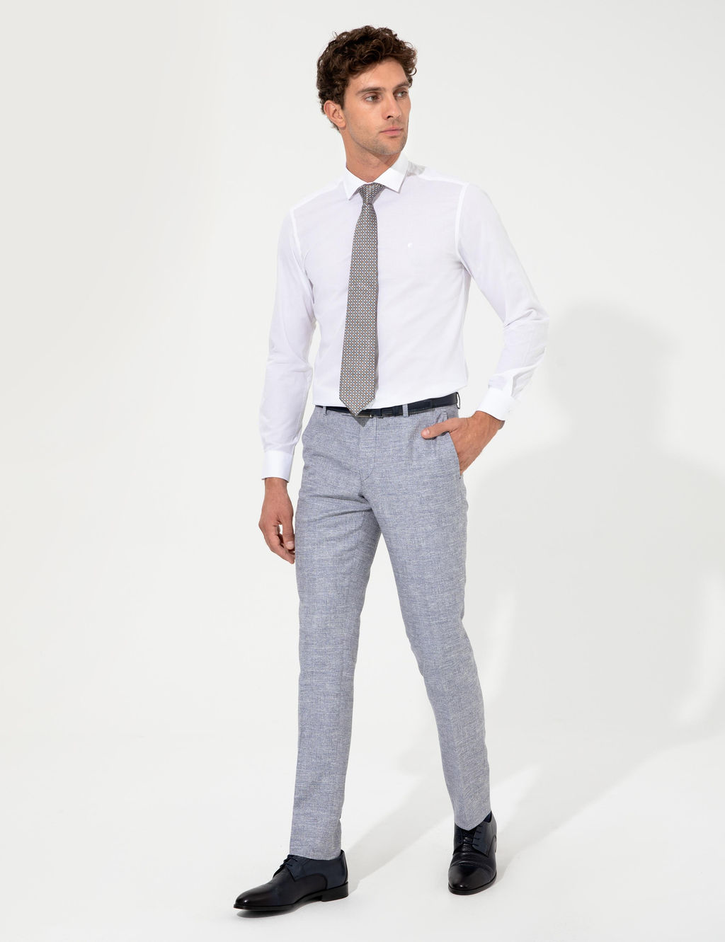 Синие зауженные брюки из ткани - Cacharel фото 3