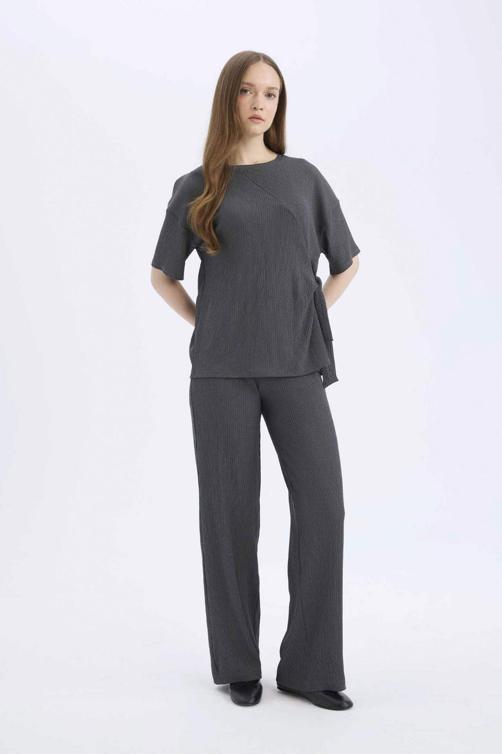 Burumcuk Pantolon Wide Leg Genis Bol Paca Esnek Belli - Defacto фото 2