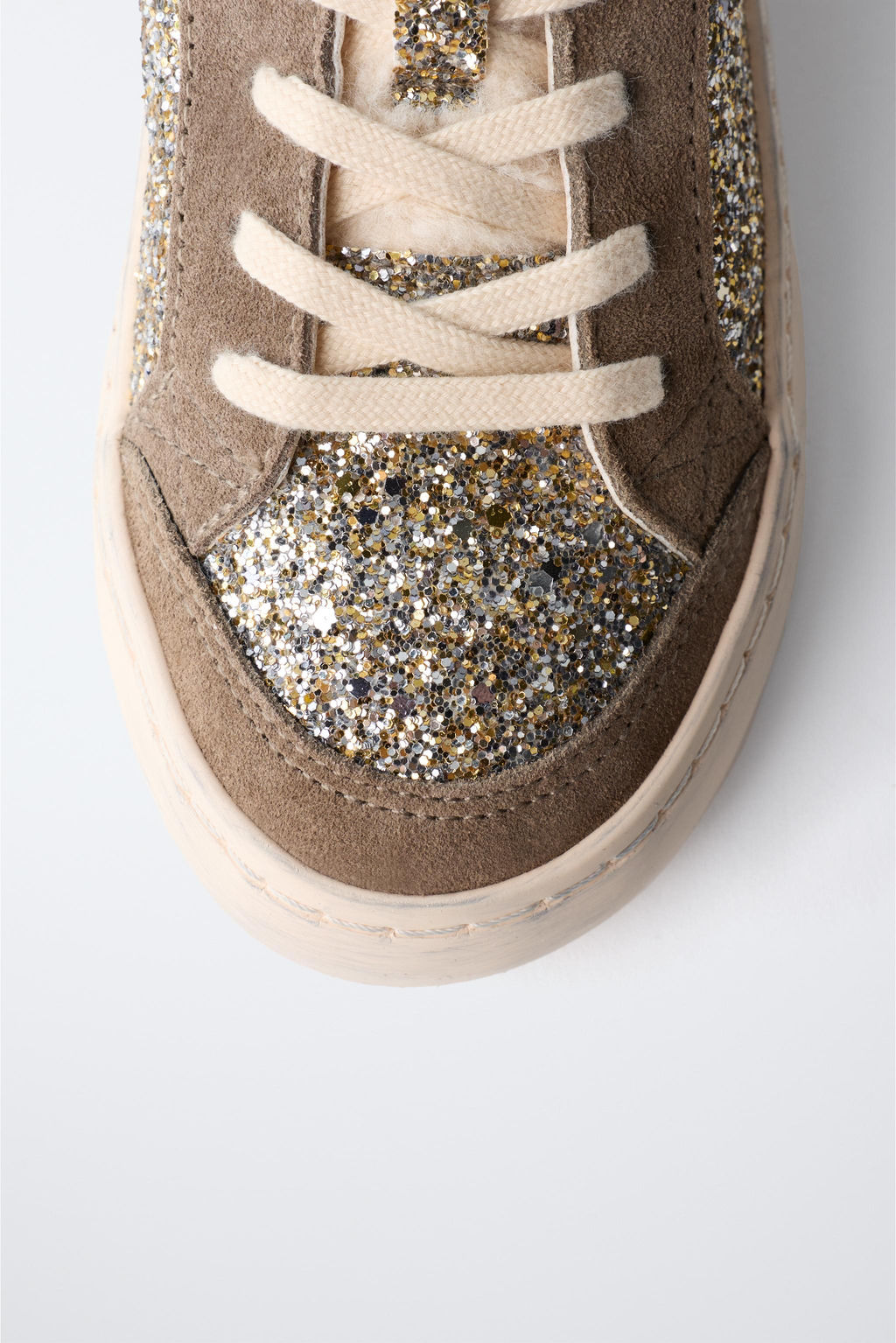 GLITTER FAUX SHEARLING SNEAKERS - Zara фото 4