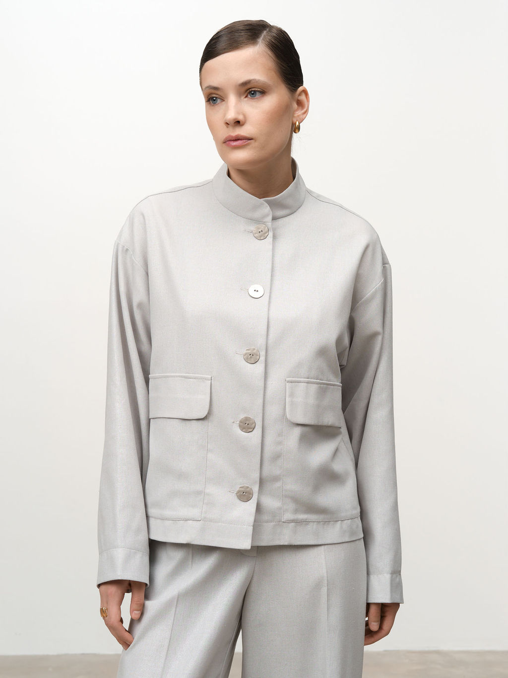 Бомбер из льна 4211892 серебро