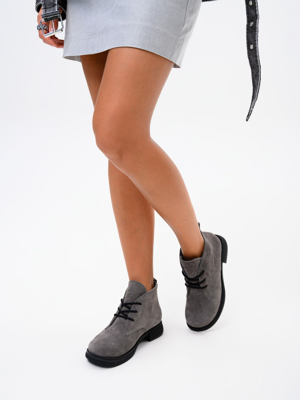 Ботинки 308.патрицияbl.Серый замок замша/байка