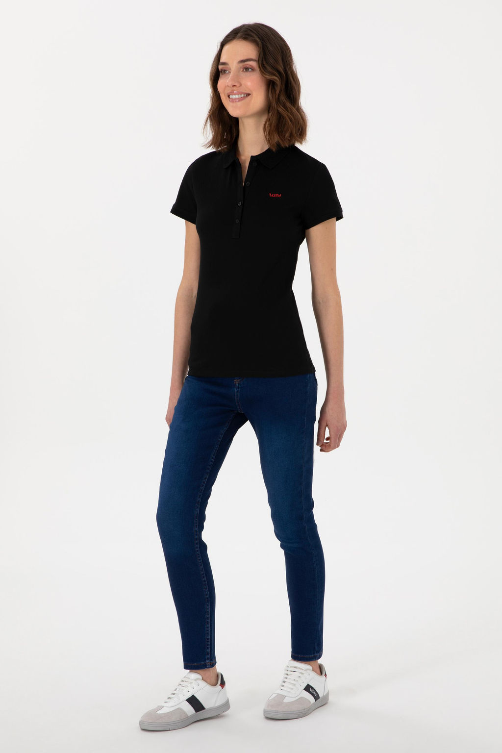 Kad_n Siyah Basic Polo Yaka Ti__rt Sepette S_rpriz _ndirim