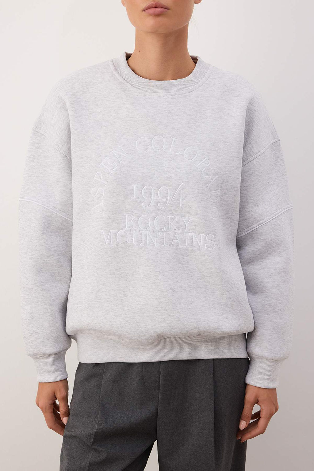 Kar Melanj Kal?n Ici Polarl? Slogan Nak?sl? Oversize Bisiklet Yaka Orme Sweatshirt TWOAW26SW00078