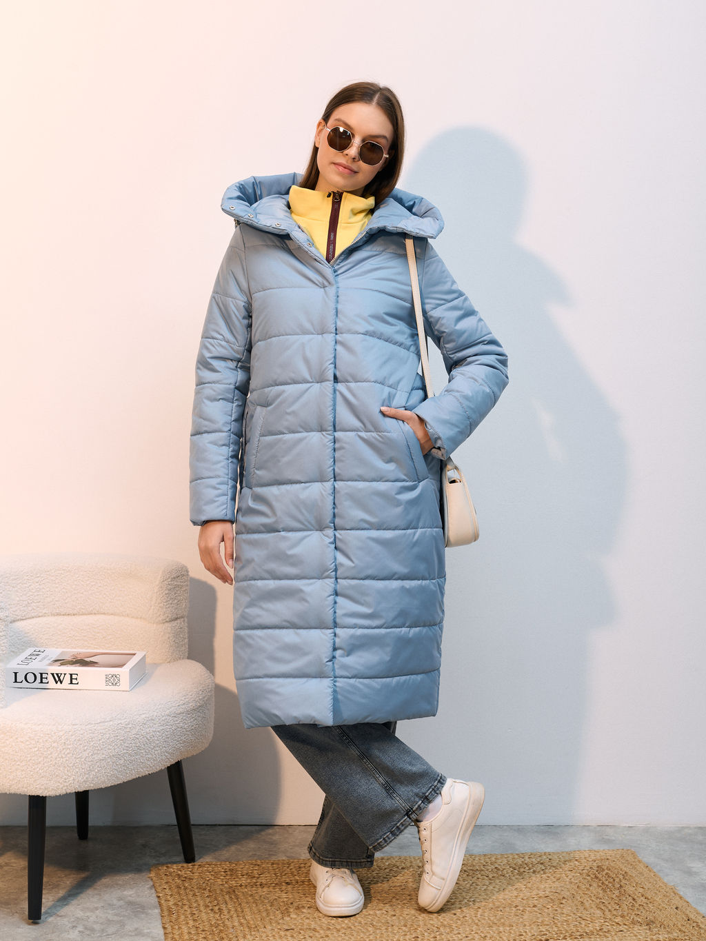 Пальто демисезонная "Анель" голубой